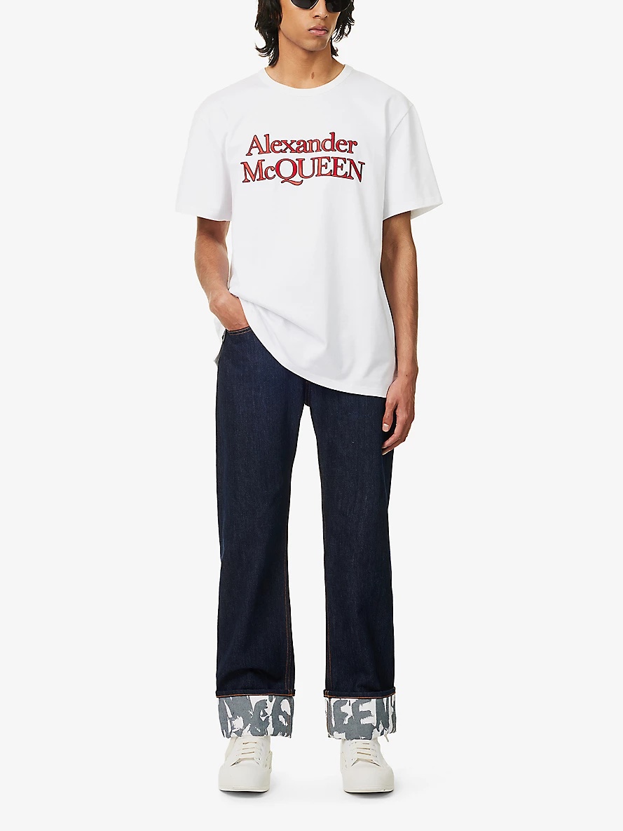 Alexander McQueen embroidered-logo cotton T-shirt | REVERSIBLE