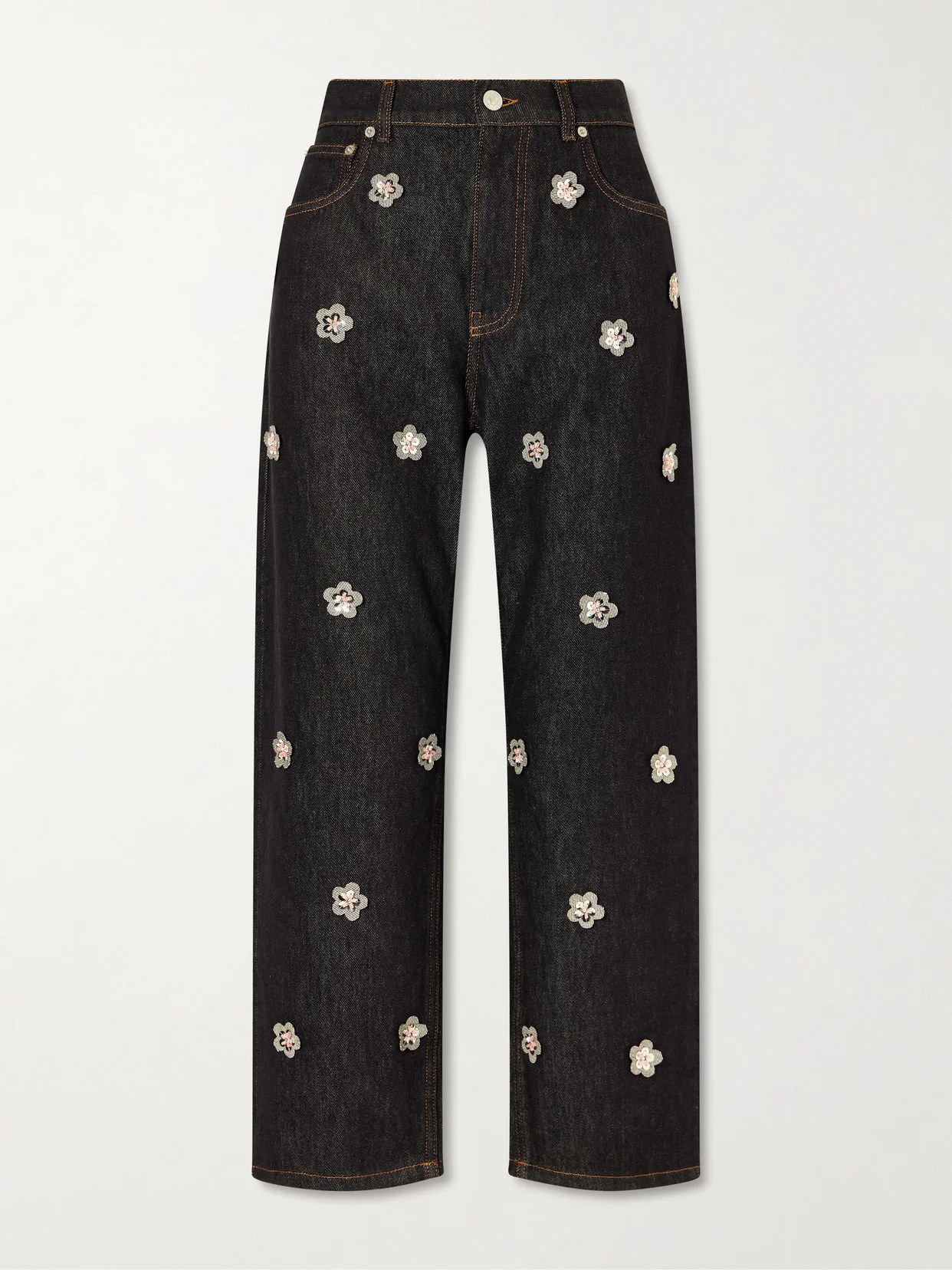 Appliquéd Straight-leg Jeans - 1