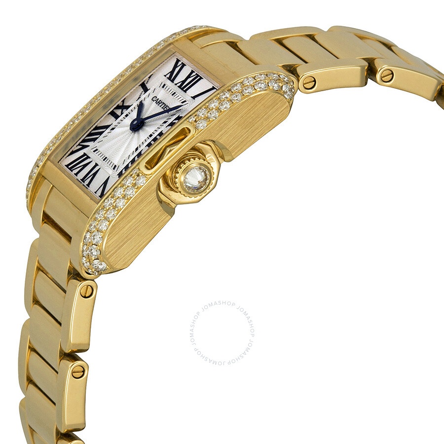 Cartier Tank Anglaise Silver dial 18kt Yellow Gold Ladies Watch WT100005 - 2