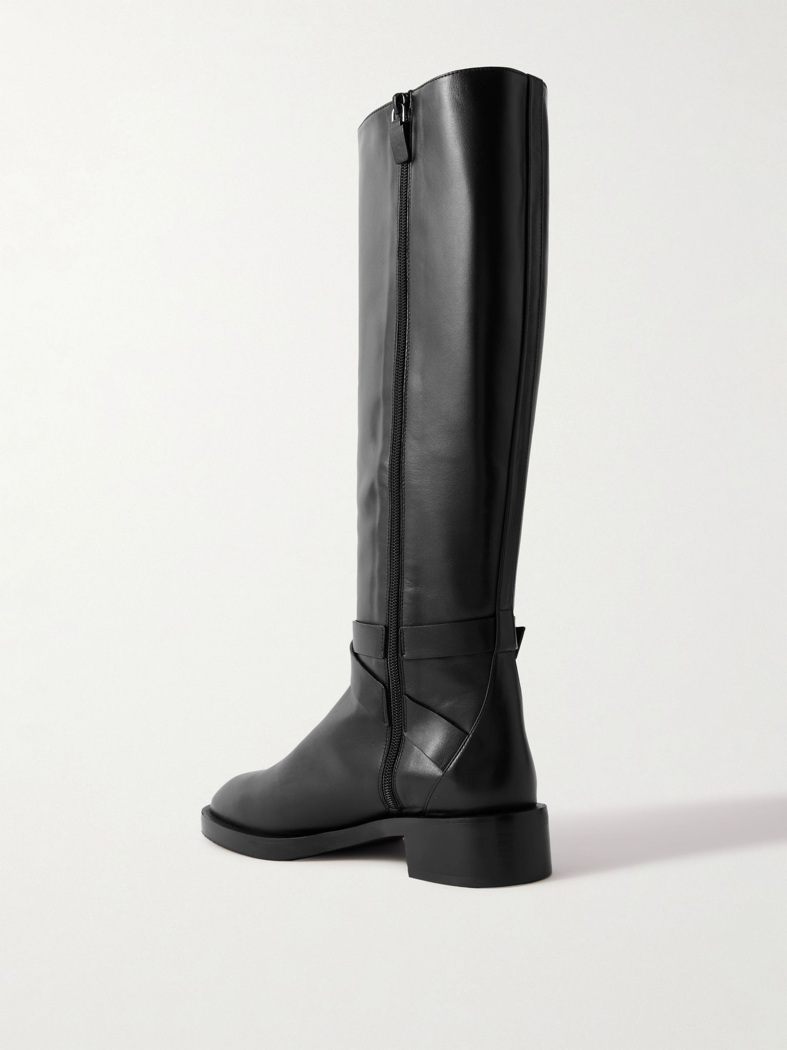 Bella buckled leather knee boots Black - 3