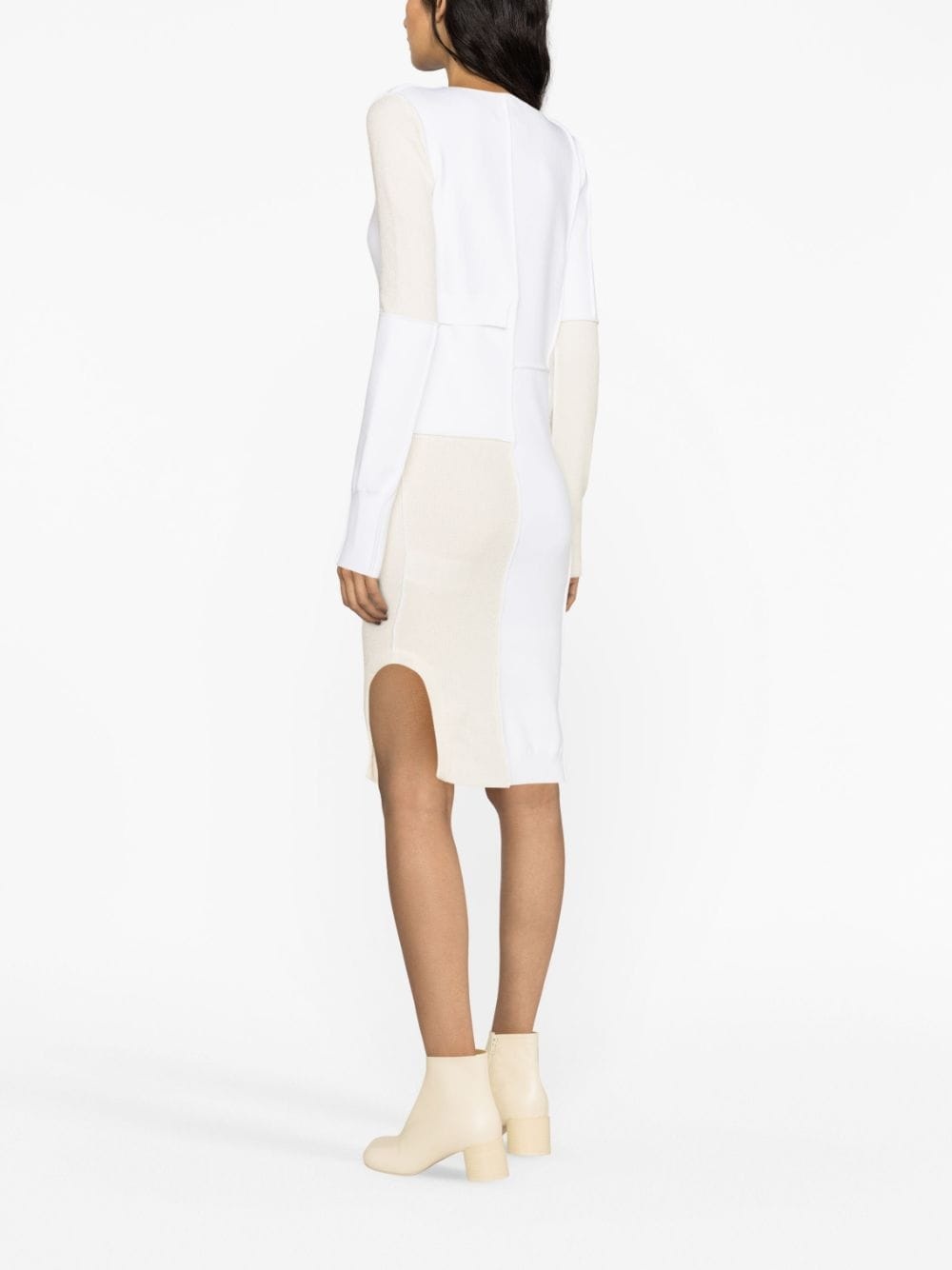 patchwork knitted midi dress - 4