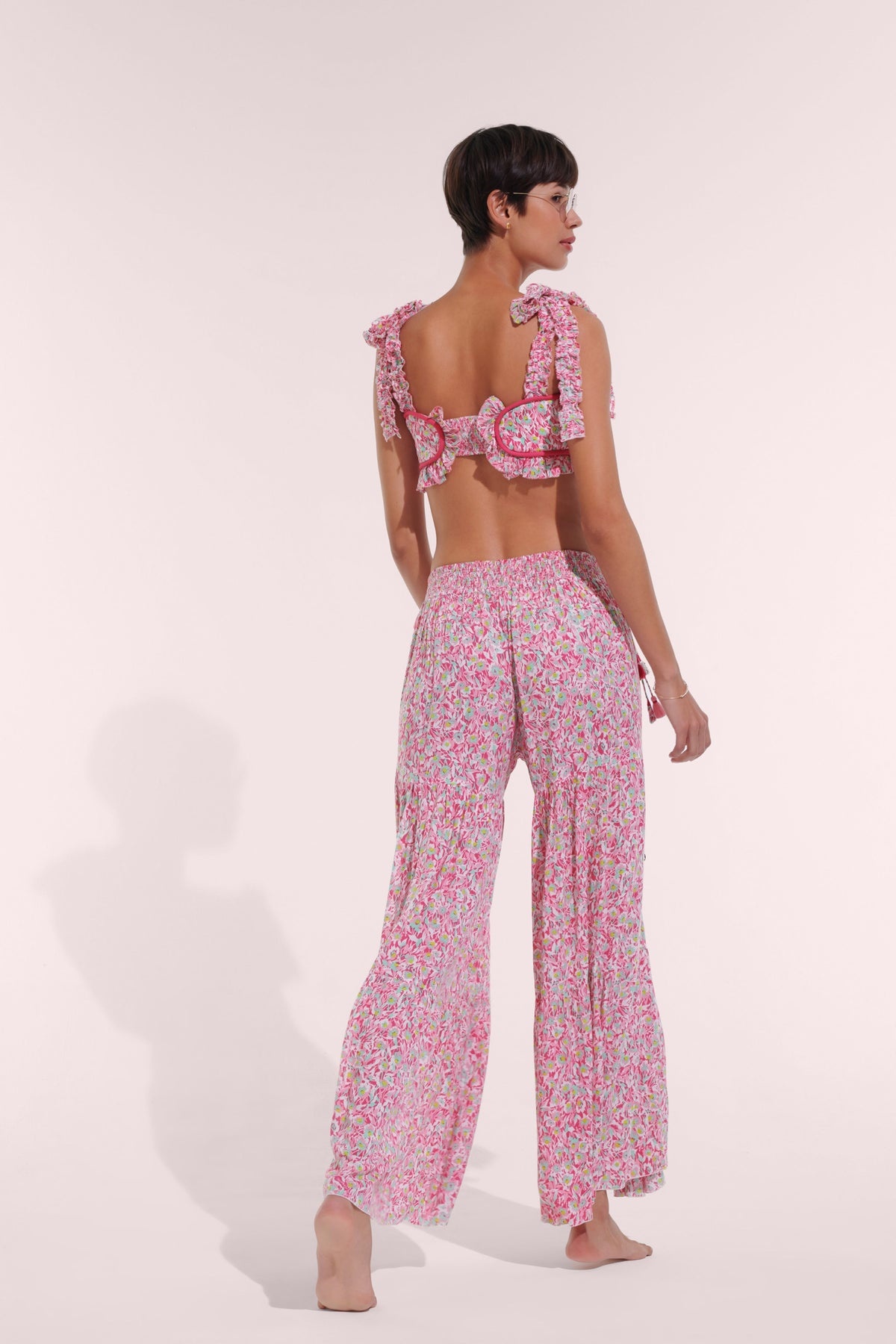 Pant Soledad - Pink Ocean Flowers - 2