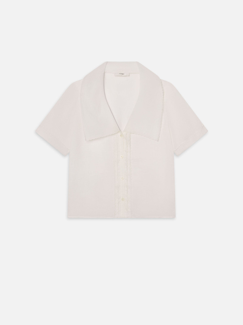 The Scallop Sailor Blouse in White - 1