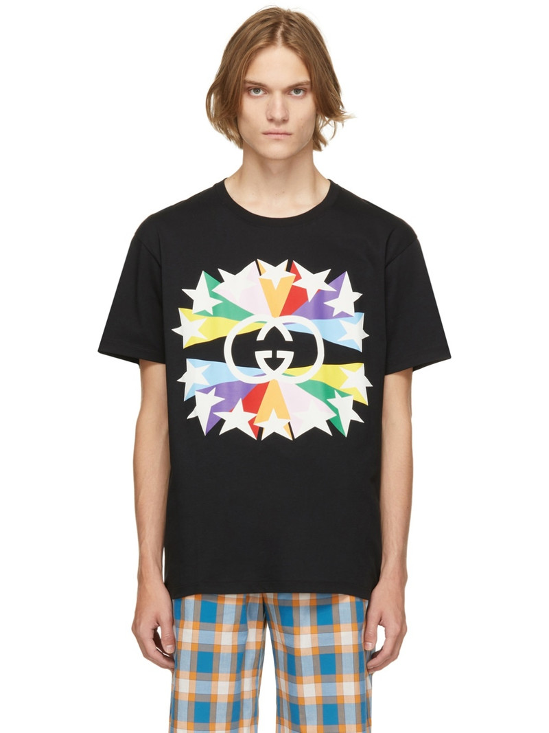 Black & Multicolor Interlocking G Star Burst T-Shirt - 1