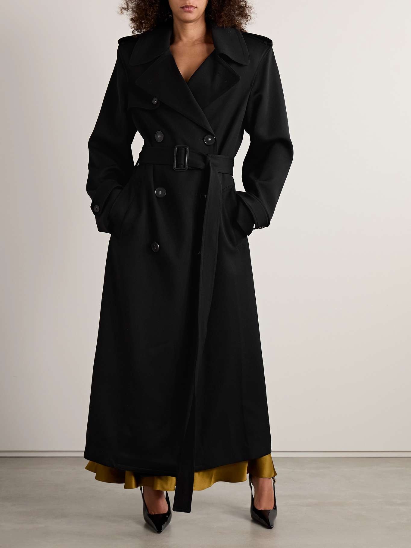 Belted double-breasted wool-twill trench coat - 3