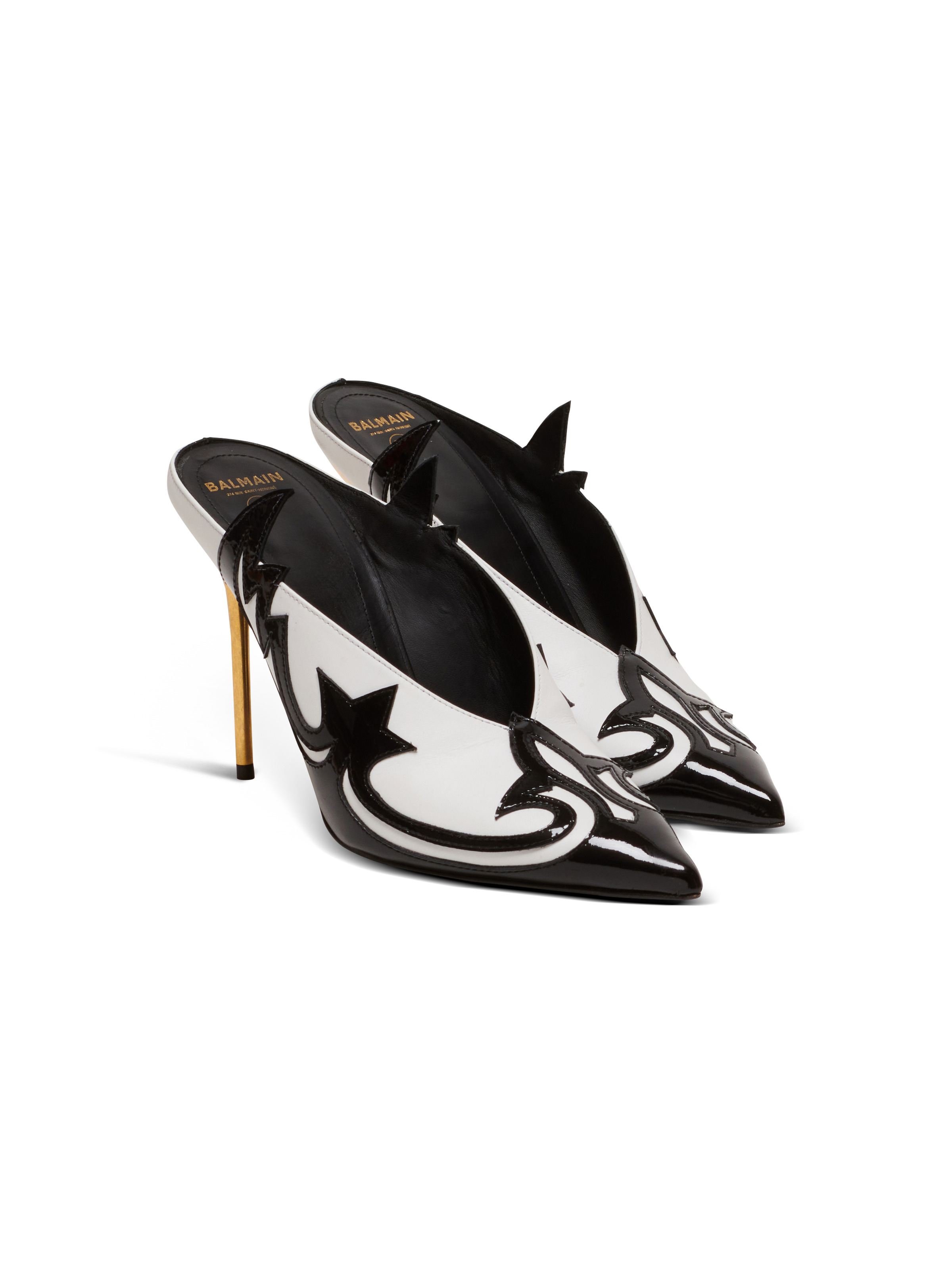 【Balmain】MULE RUBY LOGO◆CN0UR003LNEL Balmain Ruby 95mm leather mules | farfetch | REVERSIBLE