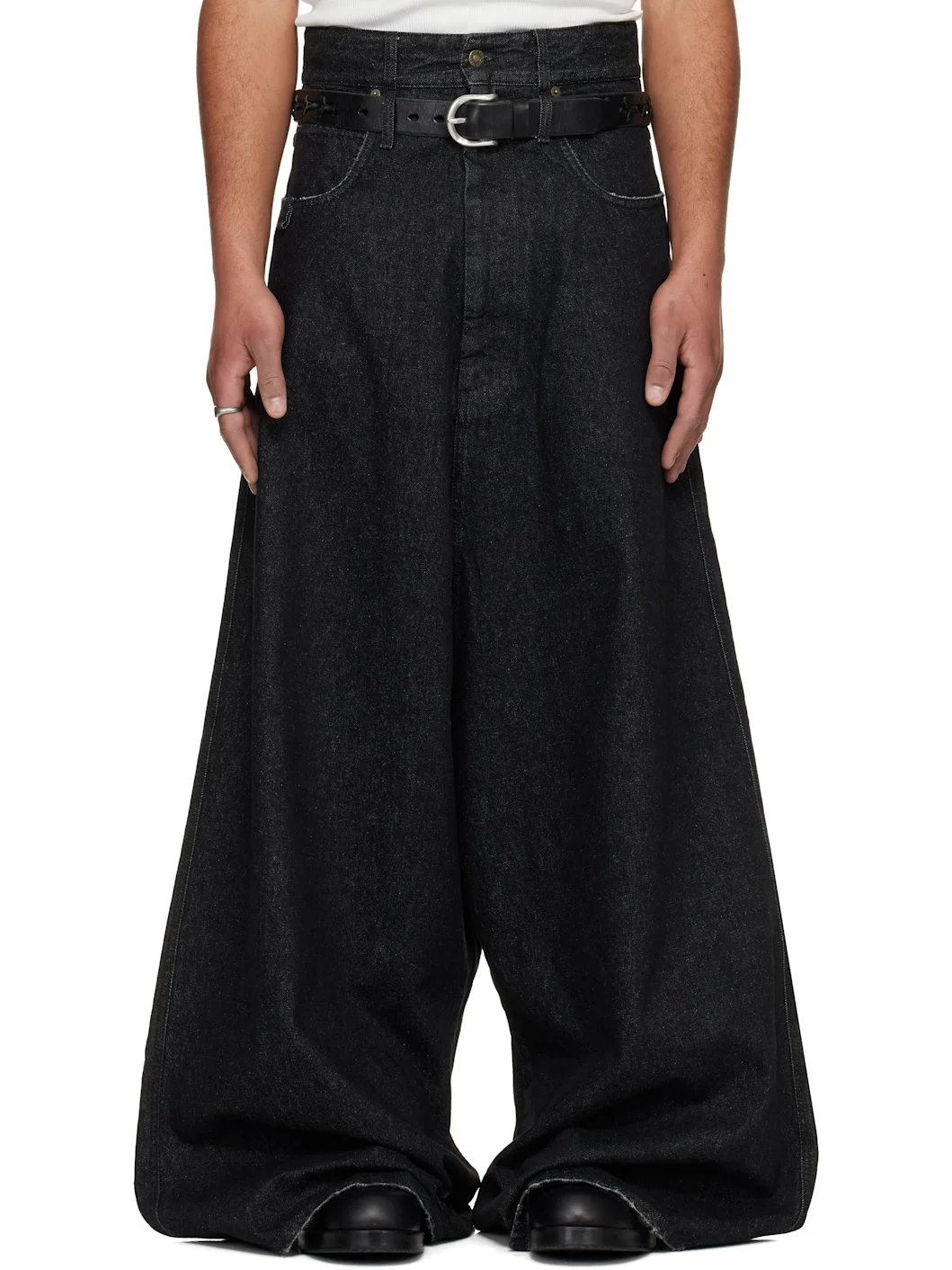 Black Drop Crotch Jeans - 1