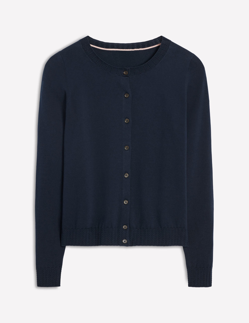 Emilia Cotton Crew Cardigan-Navy 6