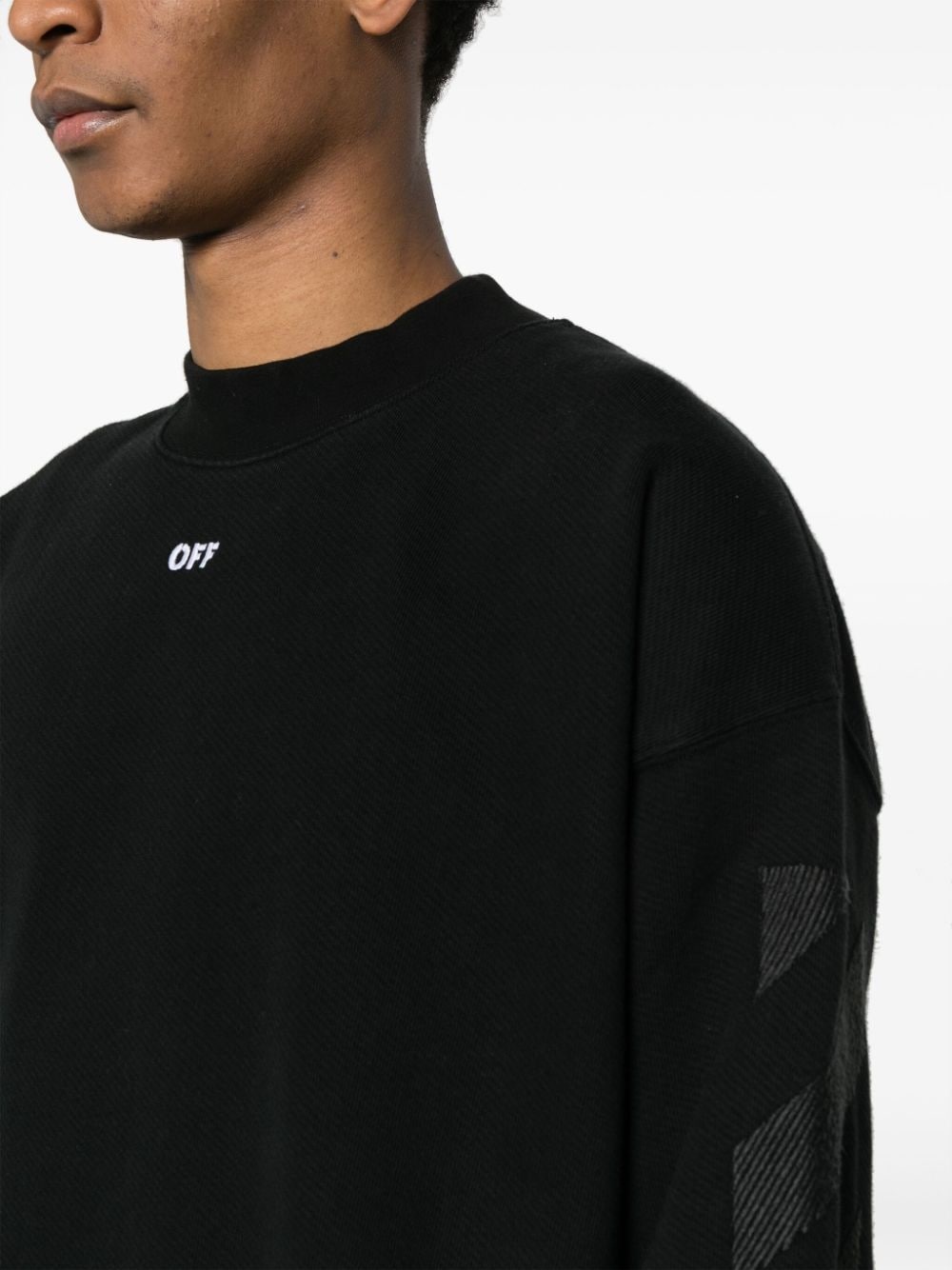 Diag-stripe cotton sweatshirt - 5