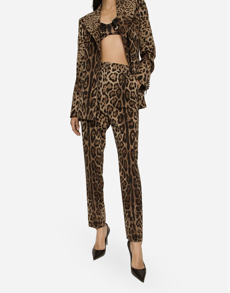 High-waisted pants in leopard-print wool - 4