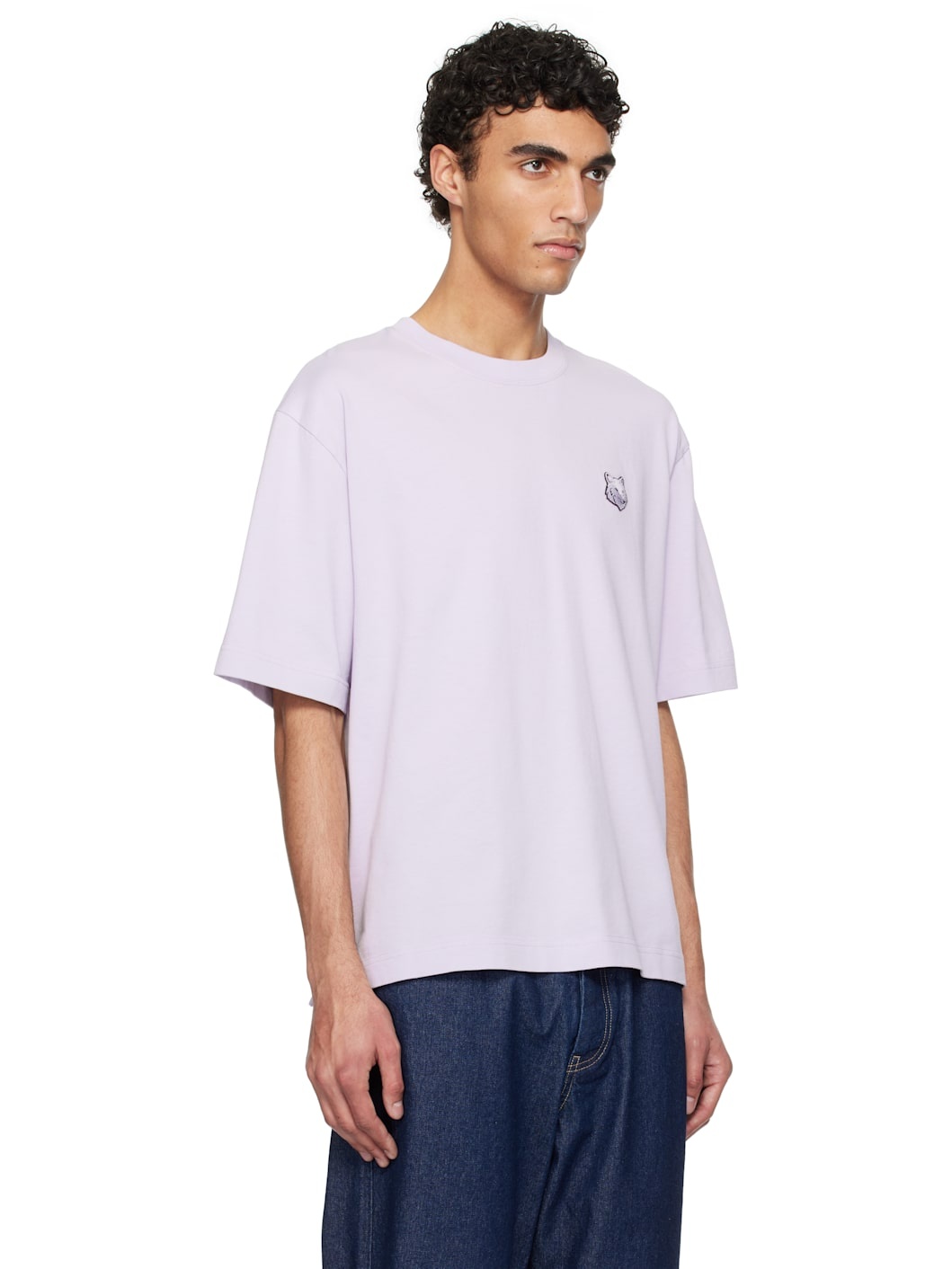 Purple Bold Fox Head Patch Oversize T-shirt - 2