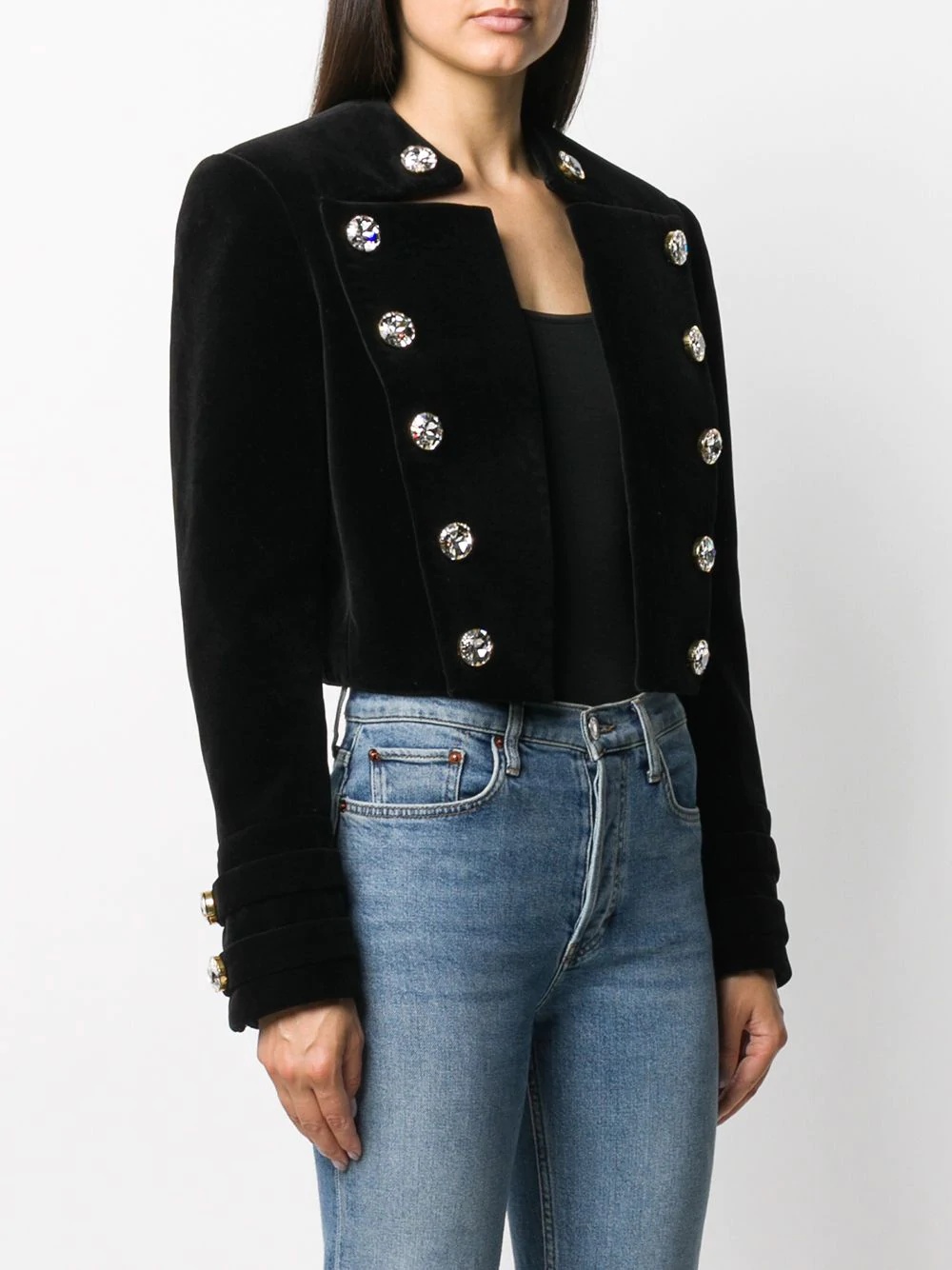 velvet crystal-embellished Spencer jacket - 3