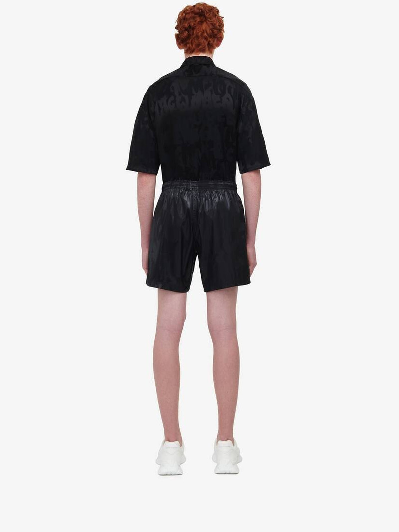 Men's McQueen Graffiti Swim Shorts in Black 4