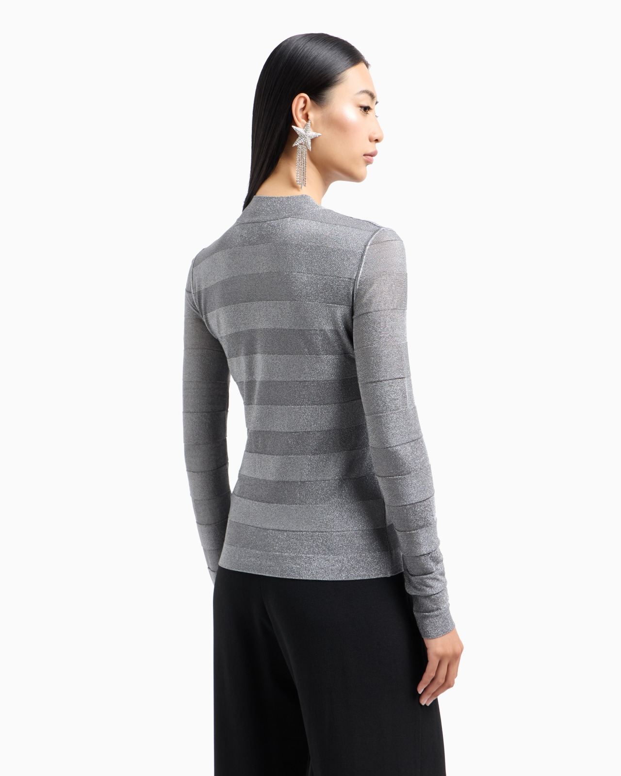 Seamless mock-neck jumper in a viscose knit and purl construction - 3