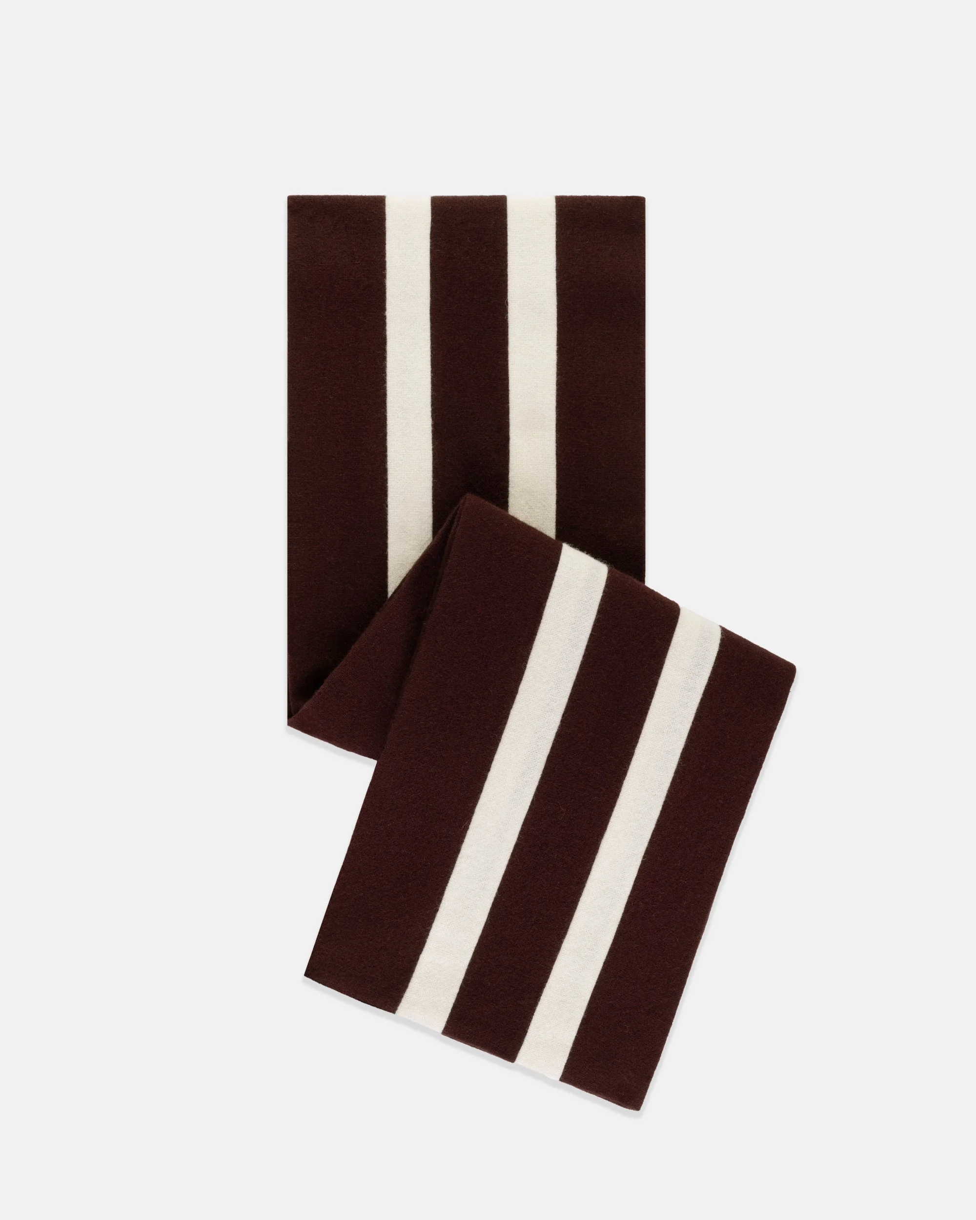 MADE-IN-ENGLAND BROWN & DOUBLE WHITE WOOL SCHOOLBOY MUFFLER - 1