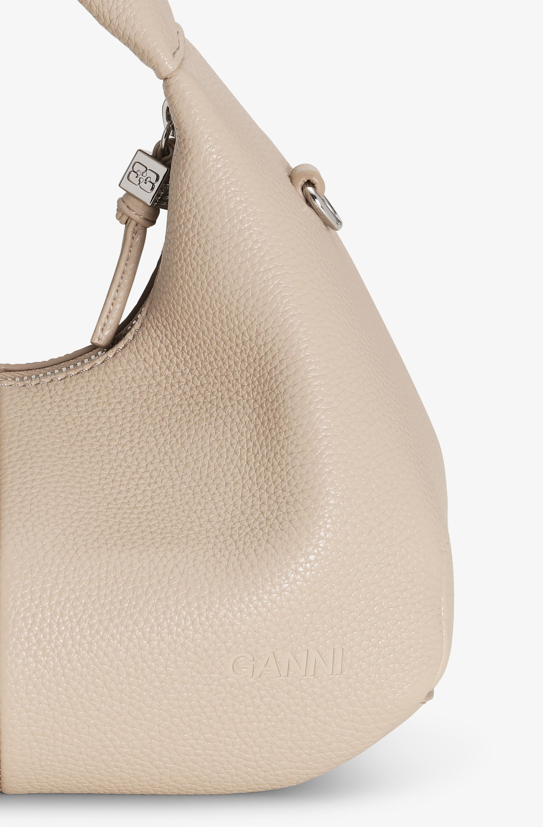 LIGHT GREY MINI HOBO BAG - 6