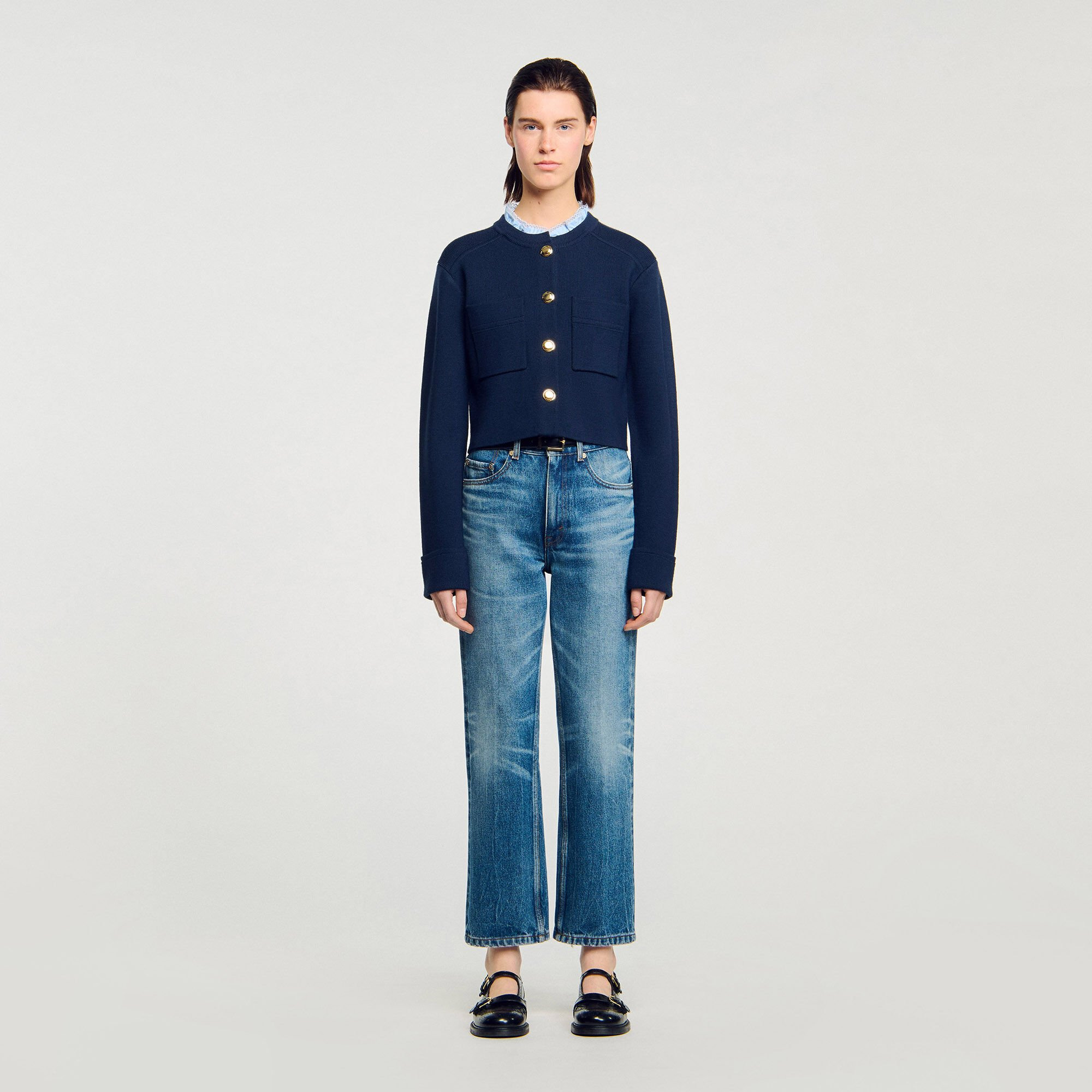 CARDIGAN WITH RUFFLE COLLAR - 2