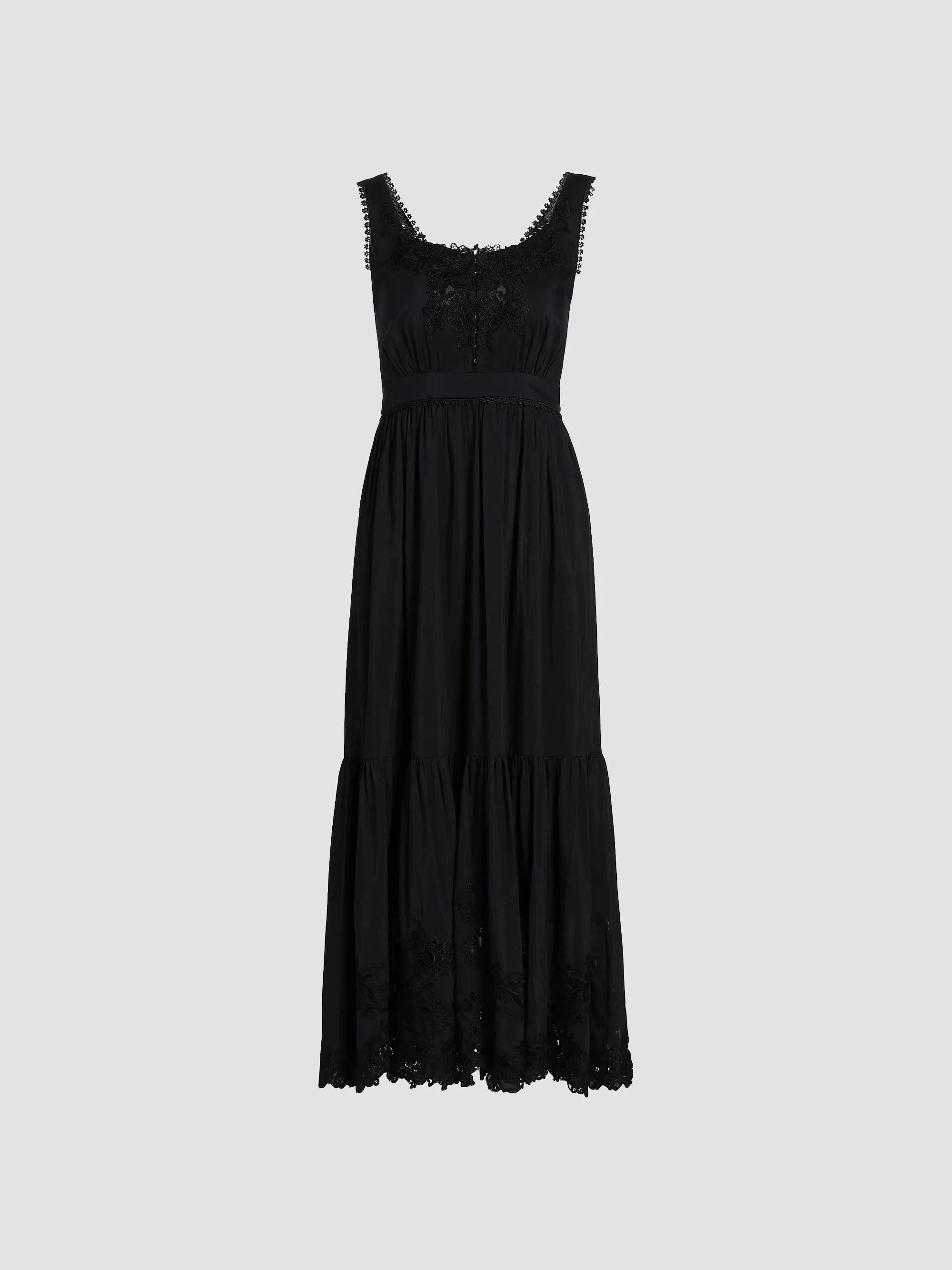 Women's Zuri Cotton-Silk Embroidered Lace Midi-Dress - Black - 1