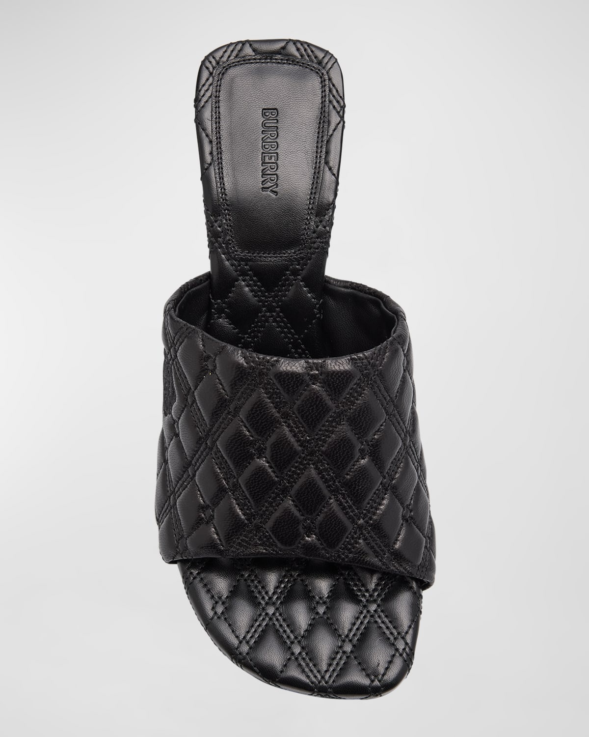 Quilted Leather Rose Mule Sandals - 6