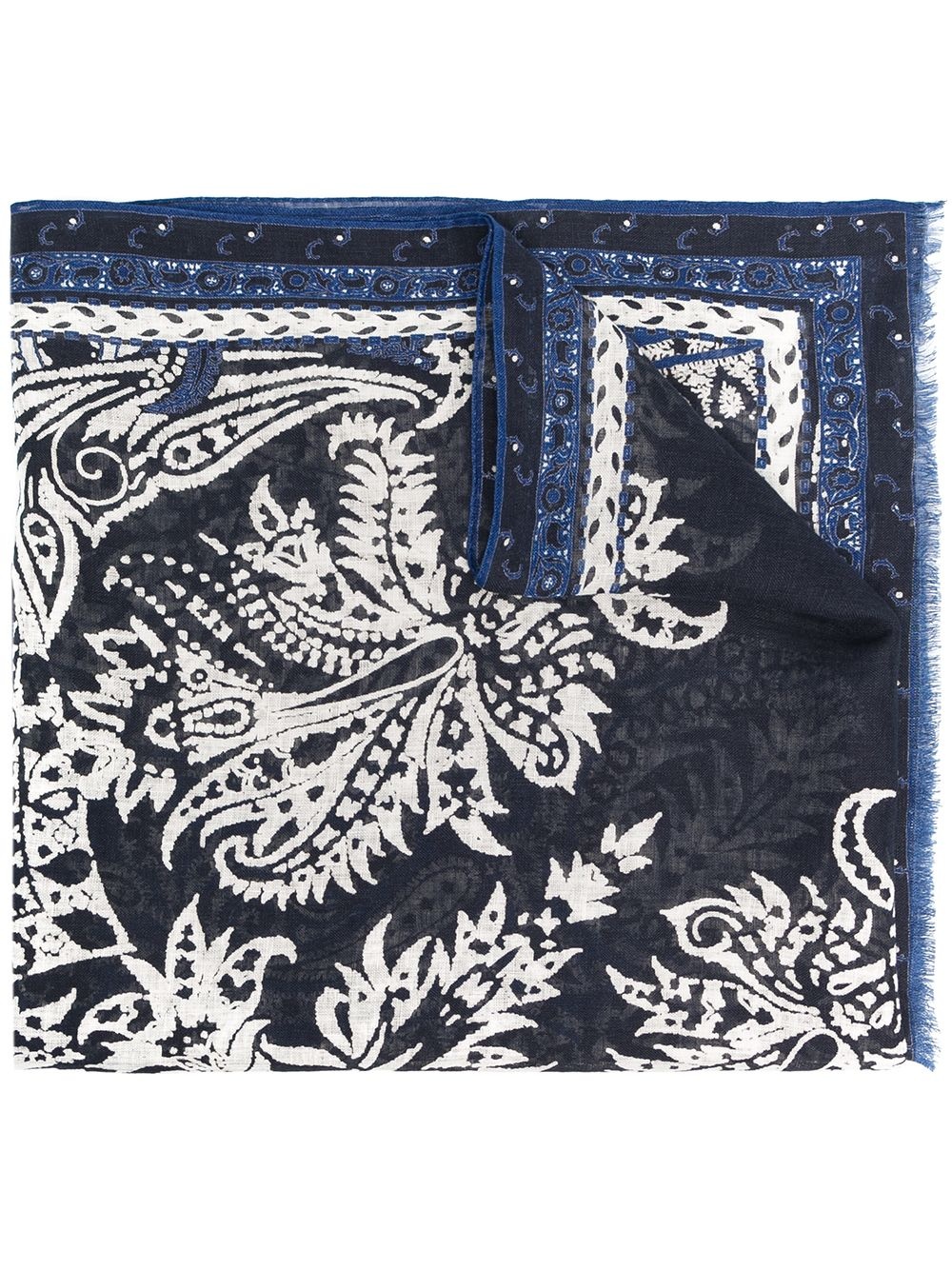 paisley-print linen scarf - 1