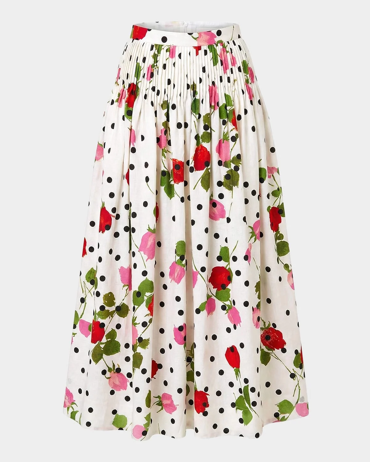 Amabelle Pleated Floral-Print Midi Skirt - 1