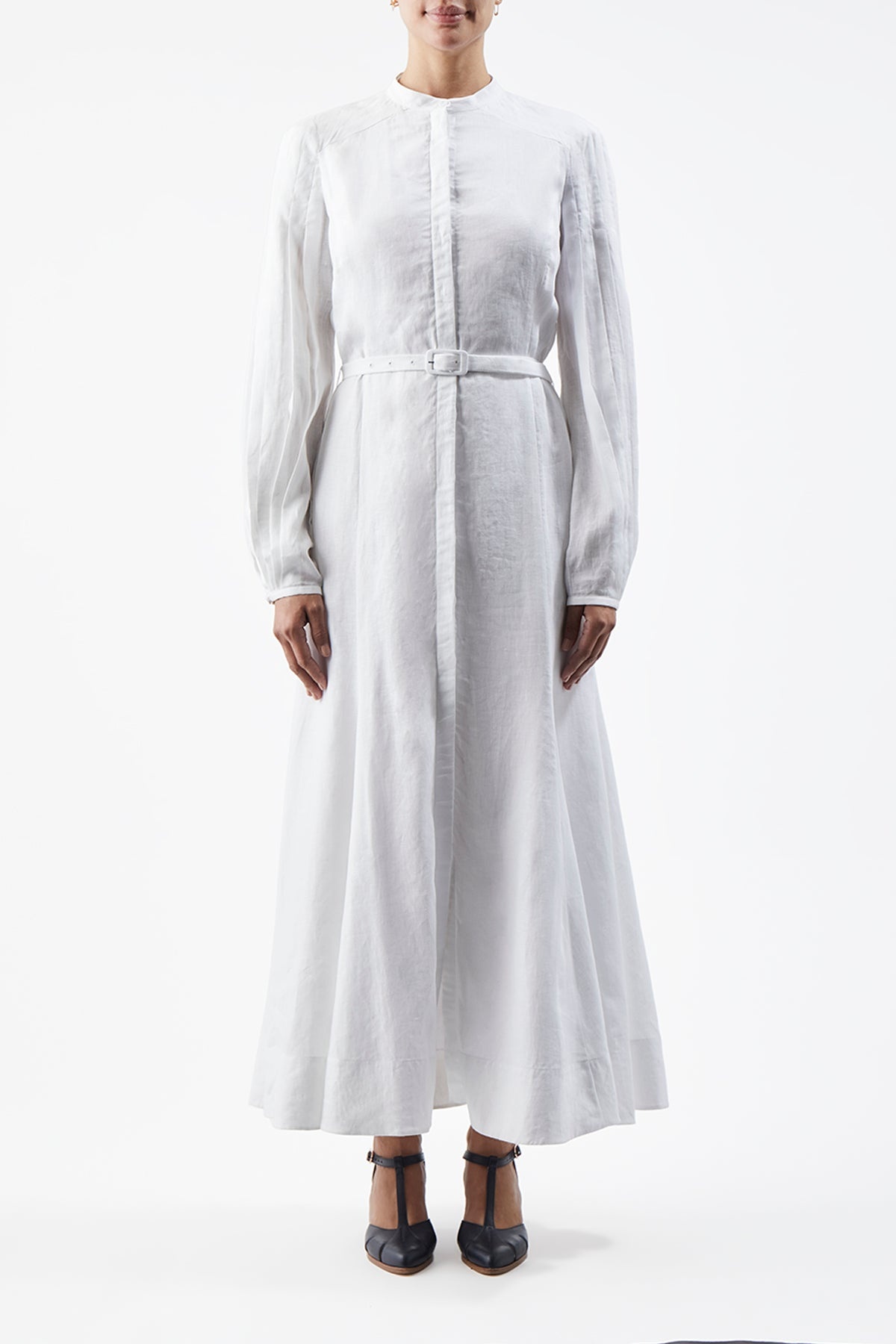 Lydia Dress with Slip in White Linen - 2