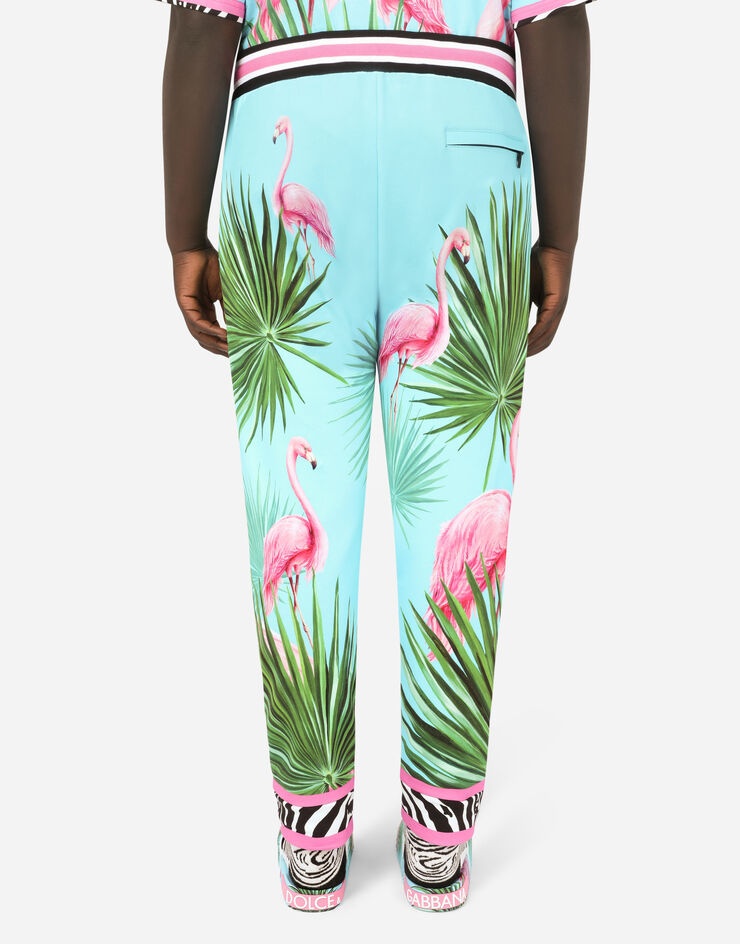 Jersey jogging pants with flamingo print - 5