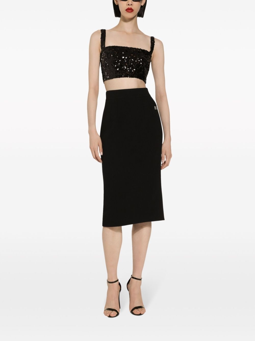 sequin-embellished cropped top - 3