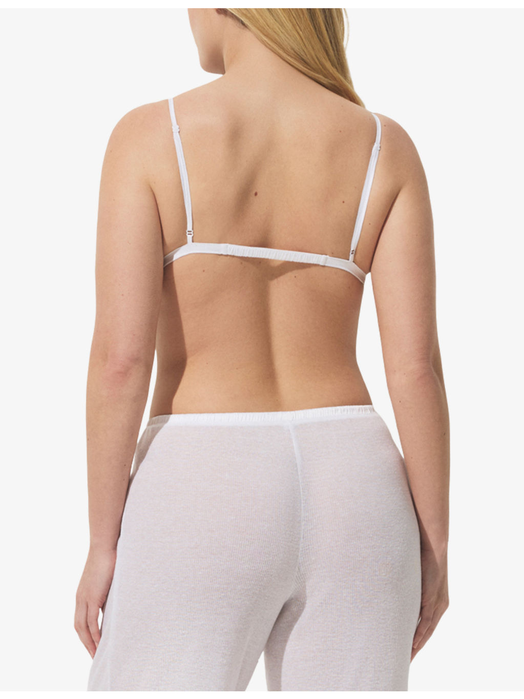 Sheer Cotton Lace-Trim Woven Triangle Bralette - 4