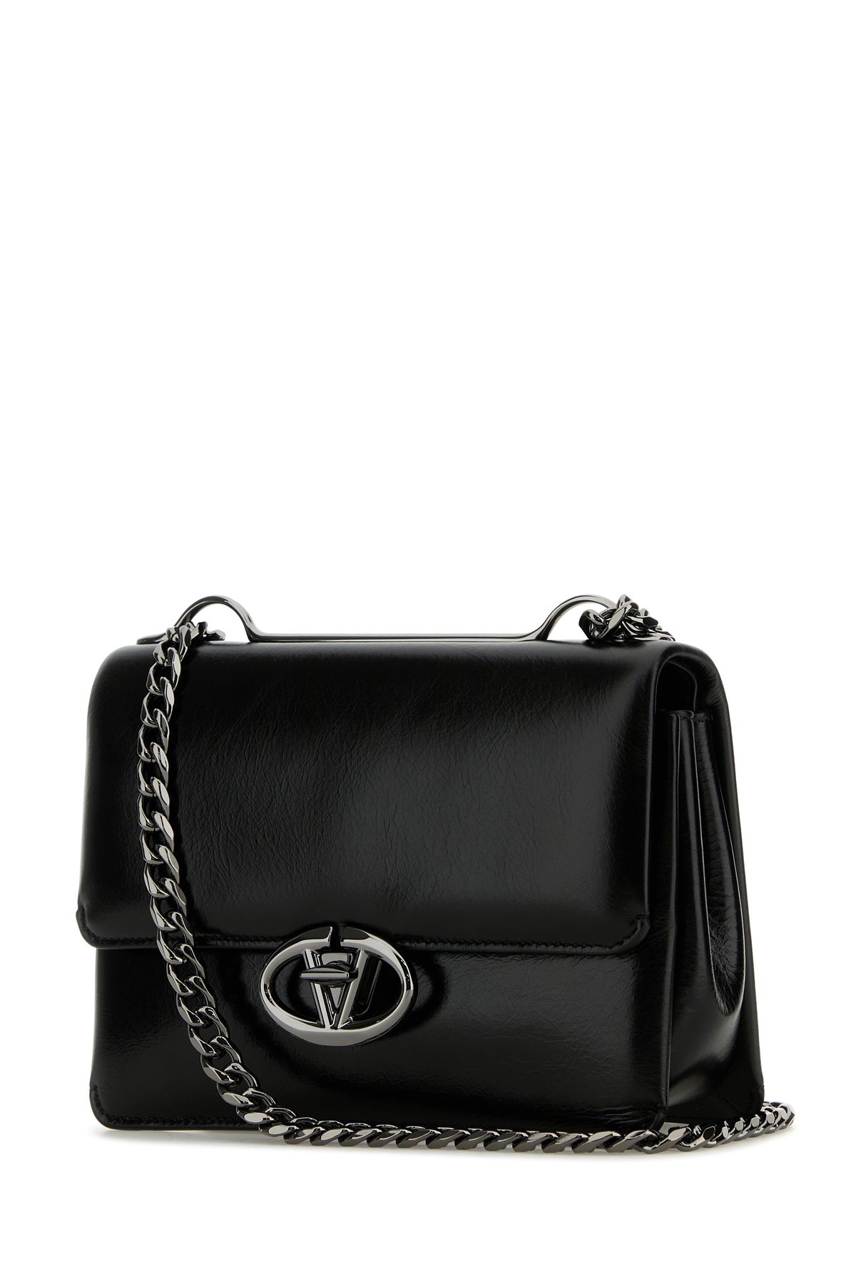 Black leather small VLogo shoulder bag - 2