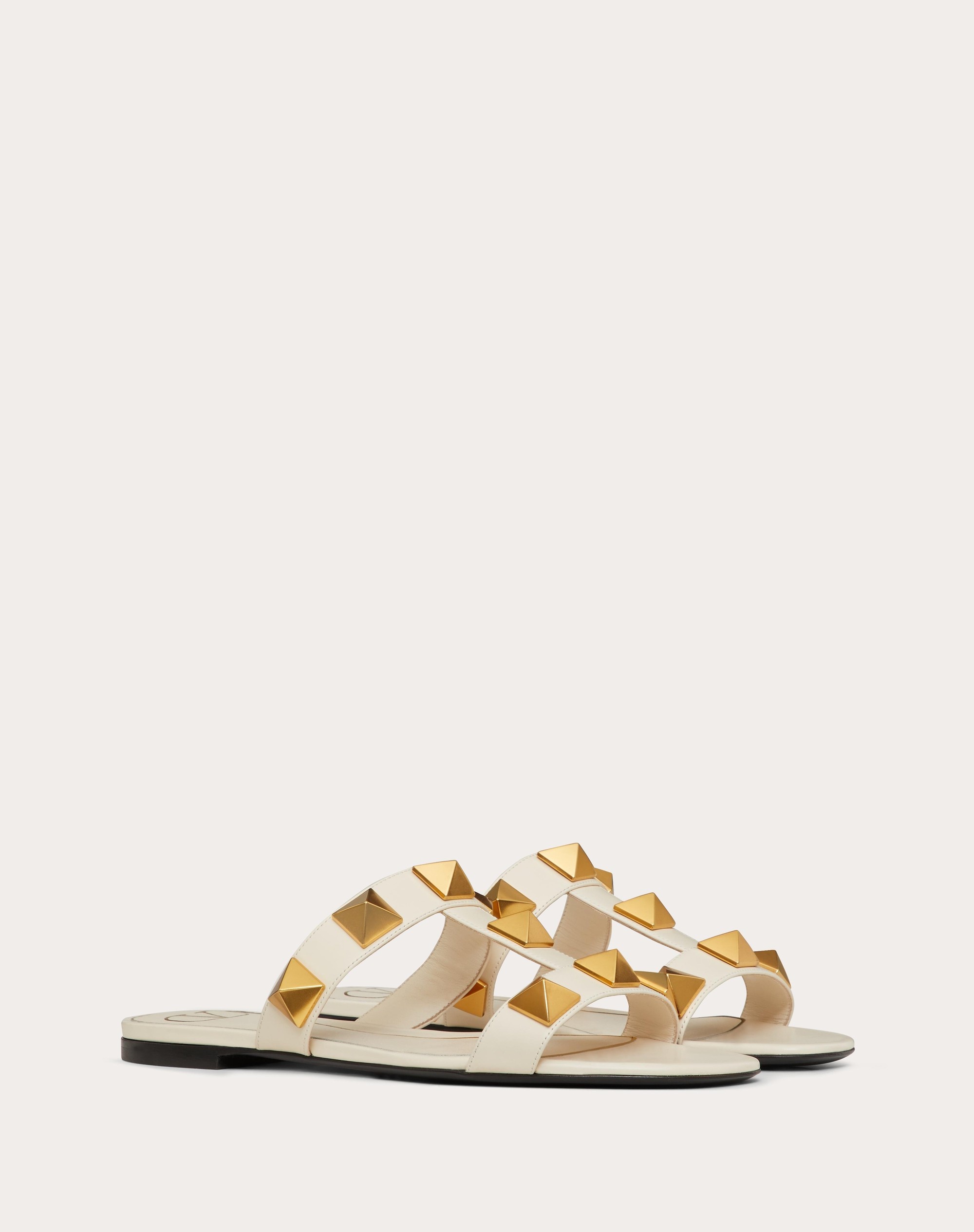 FLAT ROMAN STUD CALFSKIN SLIDE SANDAL - 2