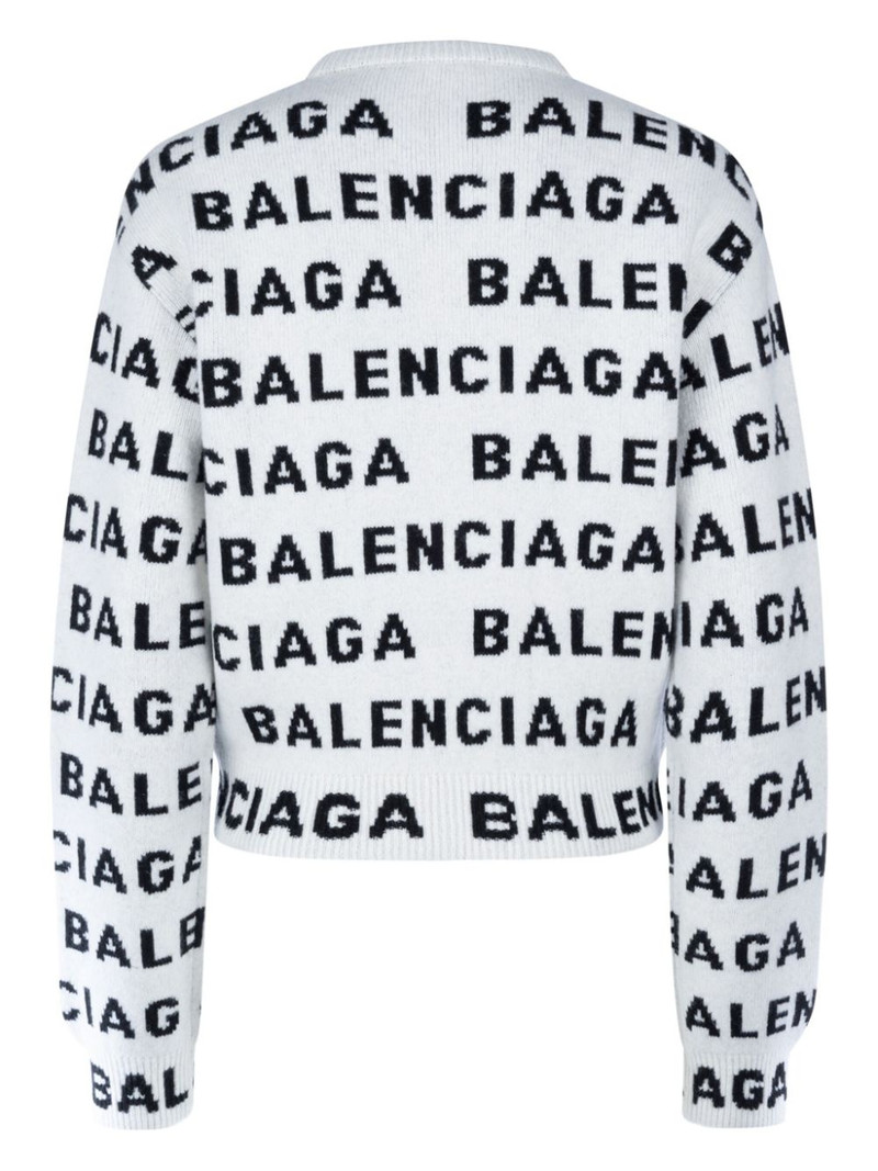 BALENCIAGA intarsia-logo crew-neck jumper outlook