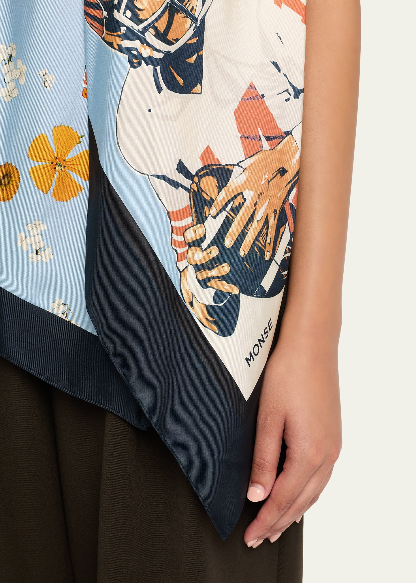 Floral Printed Silk Scarf Top - 5
