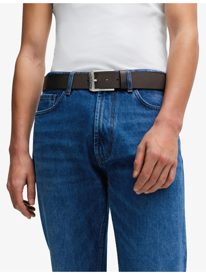 HUGO Logo-embossed leather belt outlook