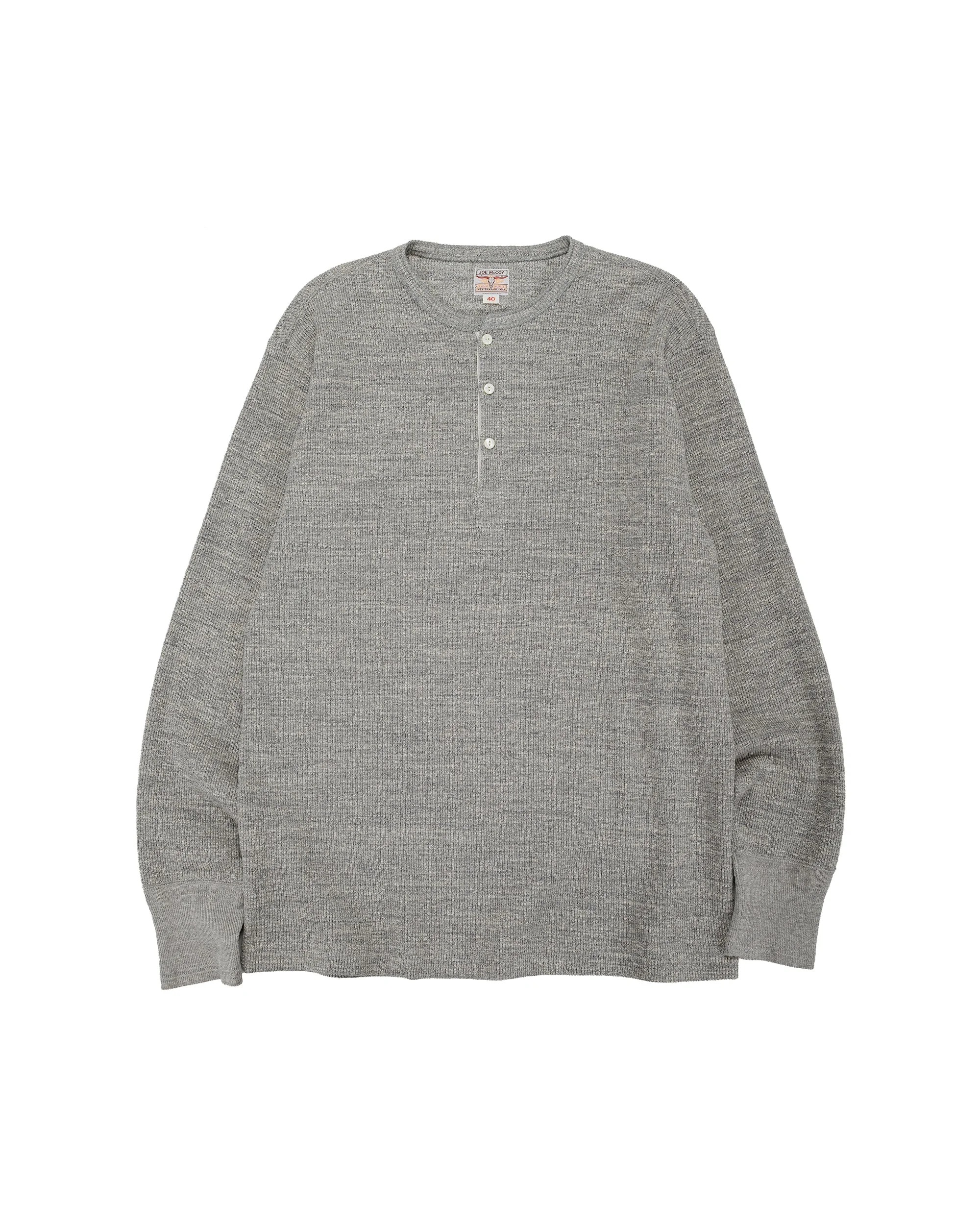 MC22120 Western Cardigan Stitch Henley Shirt Gray - 1