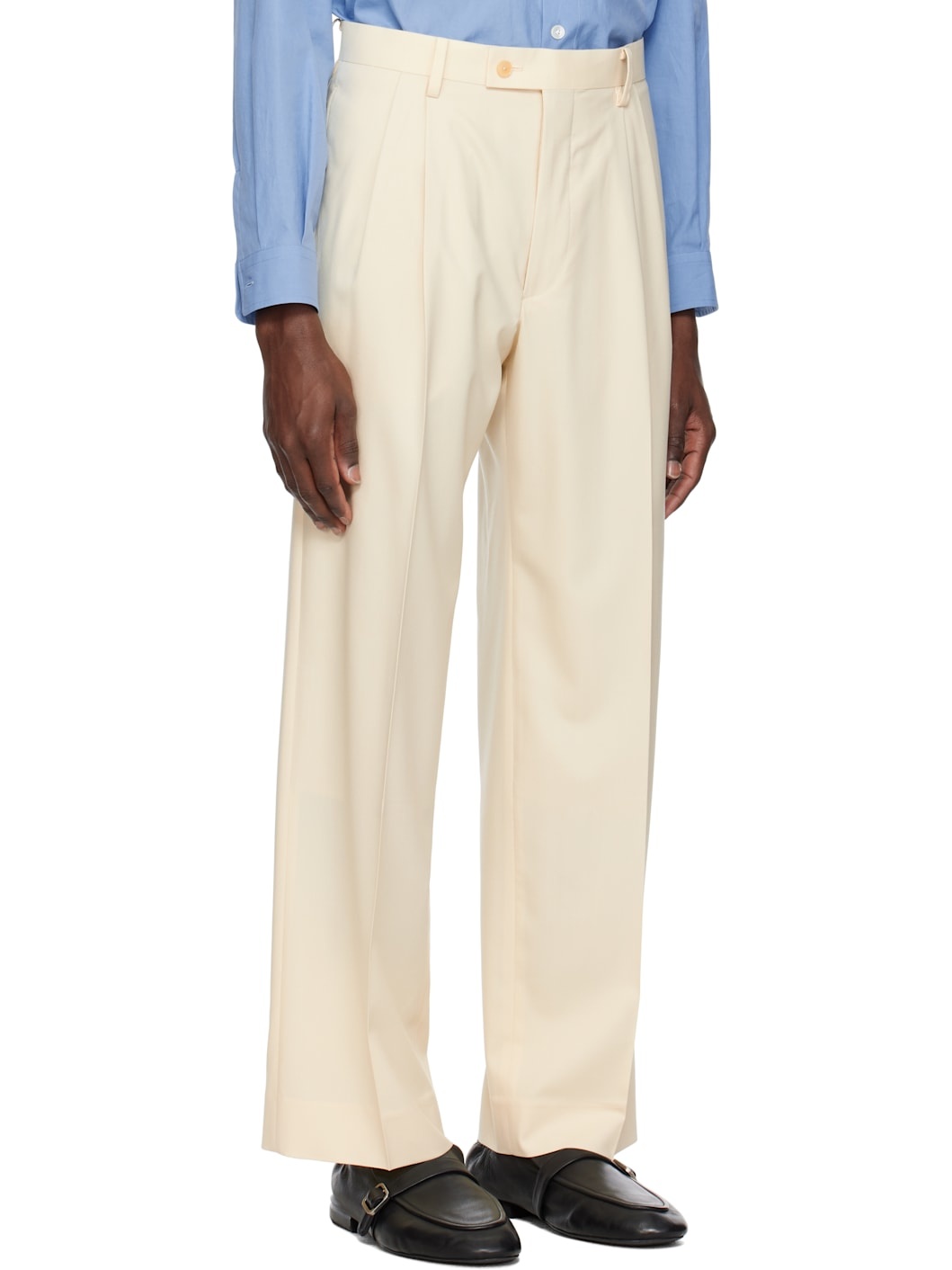 Off-White Super Fine Tropical Wool Two-Tuck Trousers - 2