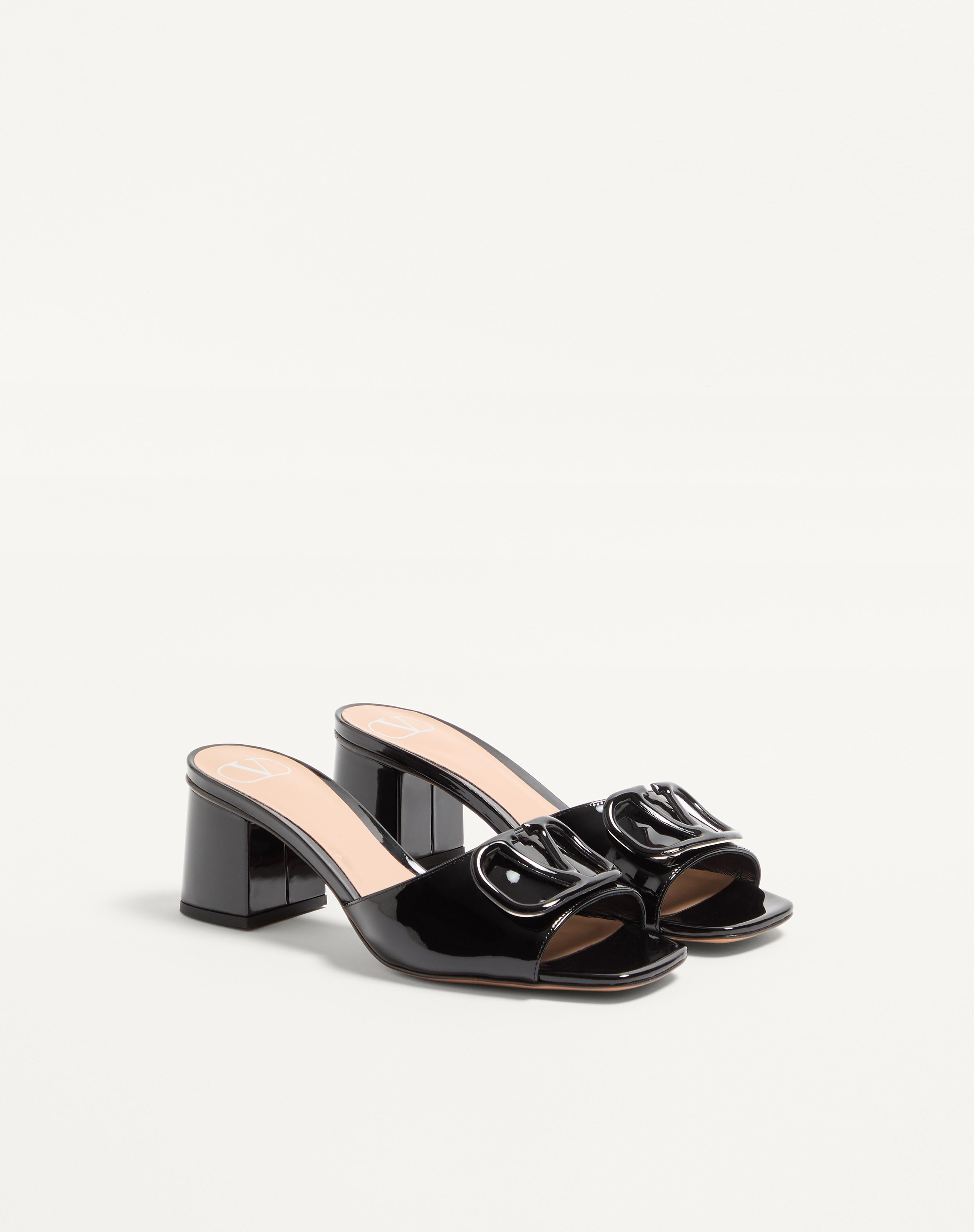 VLOGO SIGNATURE PATENT LEATHER SLIDE SANDAL 60MM - 3