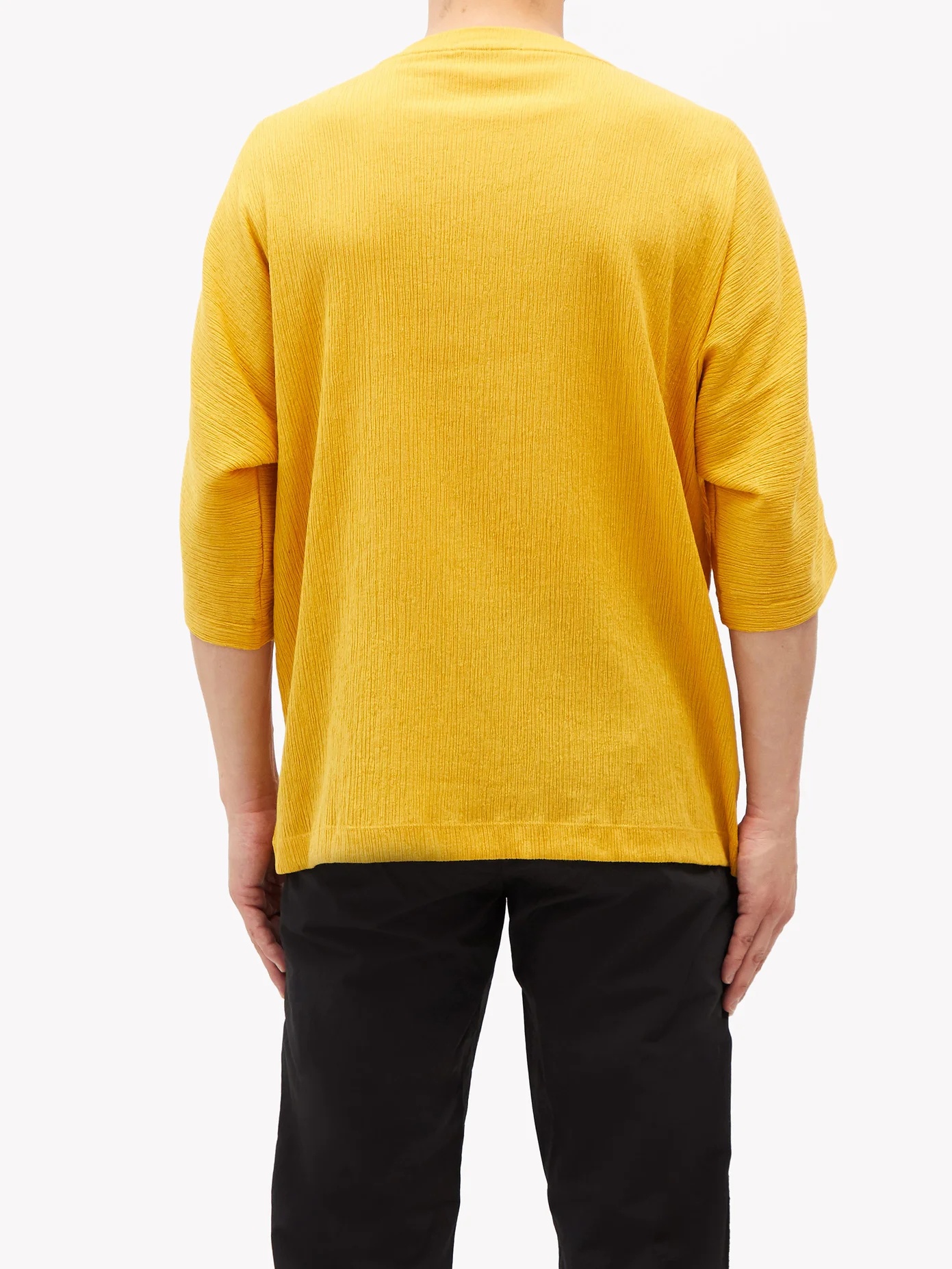 Plissé mid-sleeve cotton-blend T-shirt - 5