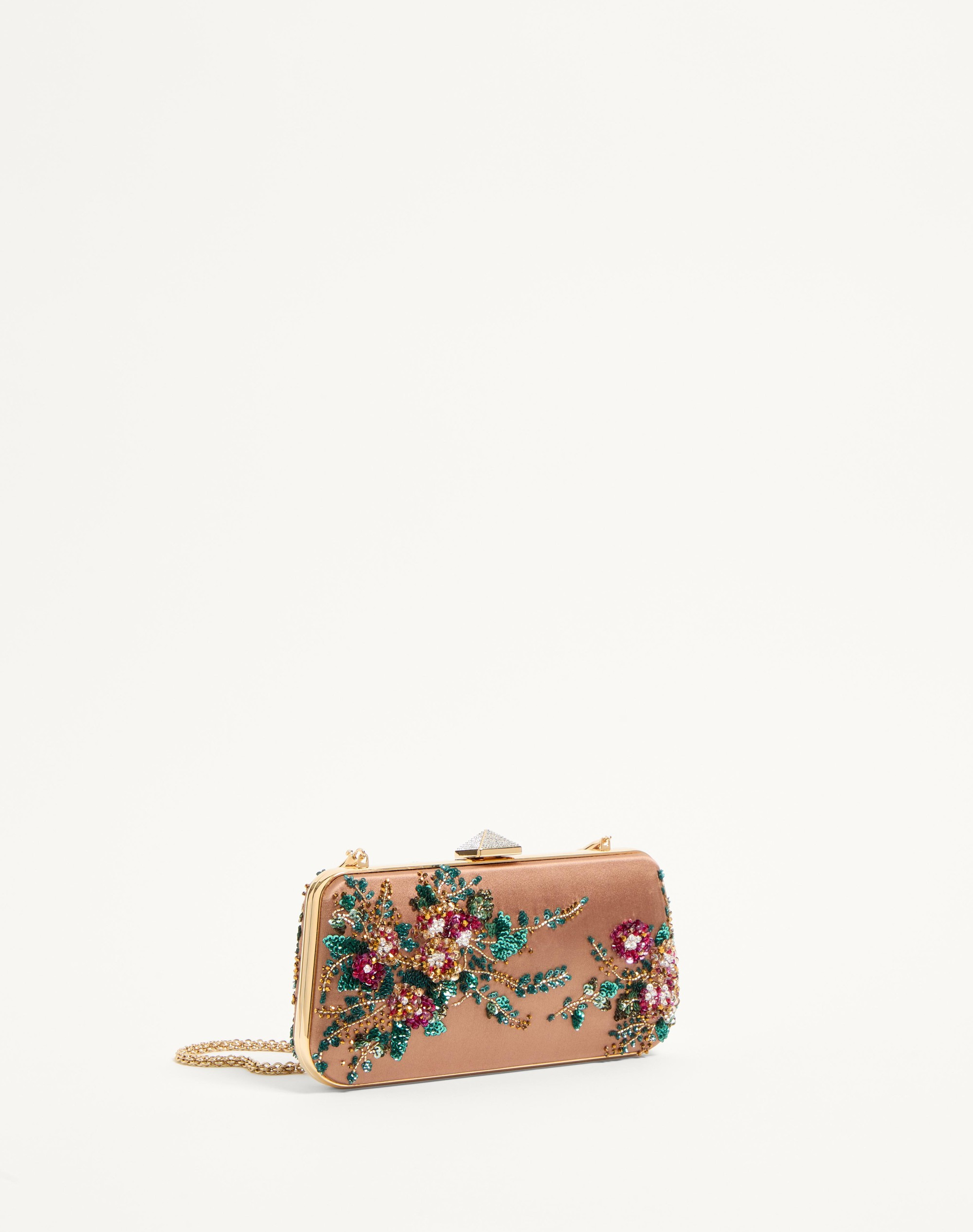 CARRY SECRETS SATIN MINAUDIERE WITH FLORAL EMBROIDERY - 3