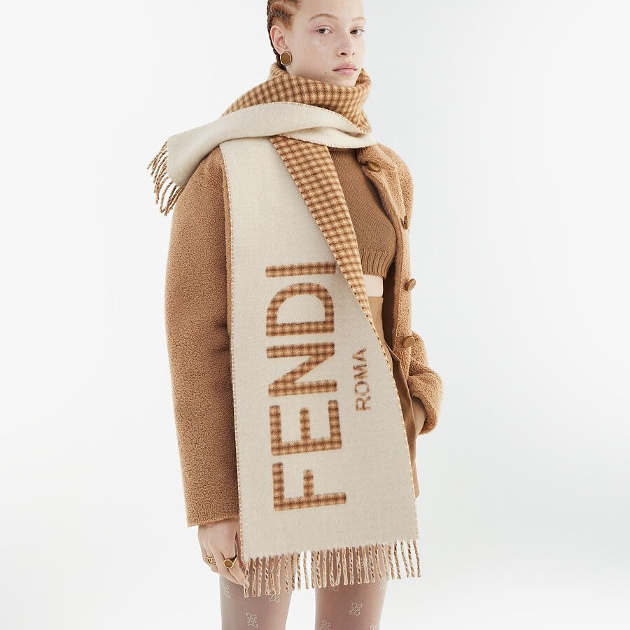 Cream wool and cashmere scarf - 3