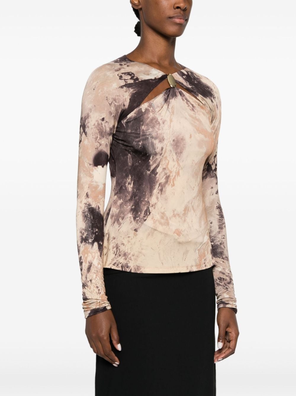 cut-out abstract-print T-shirt - 3