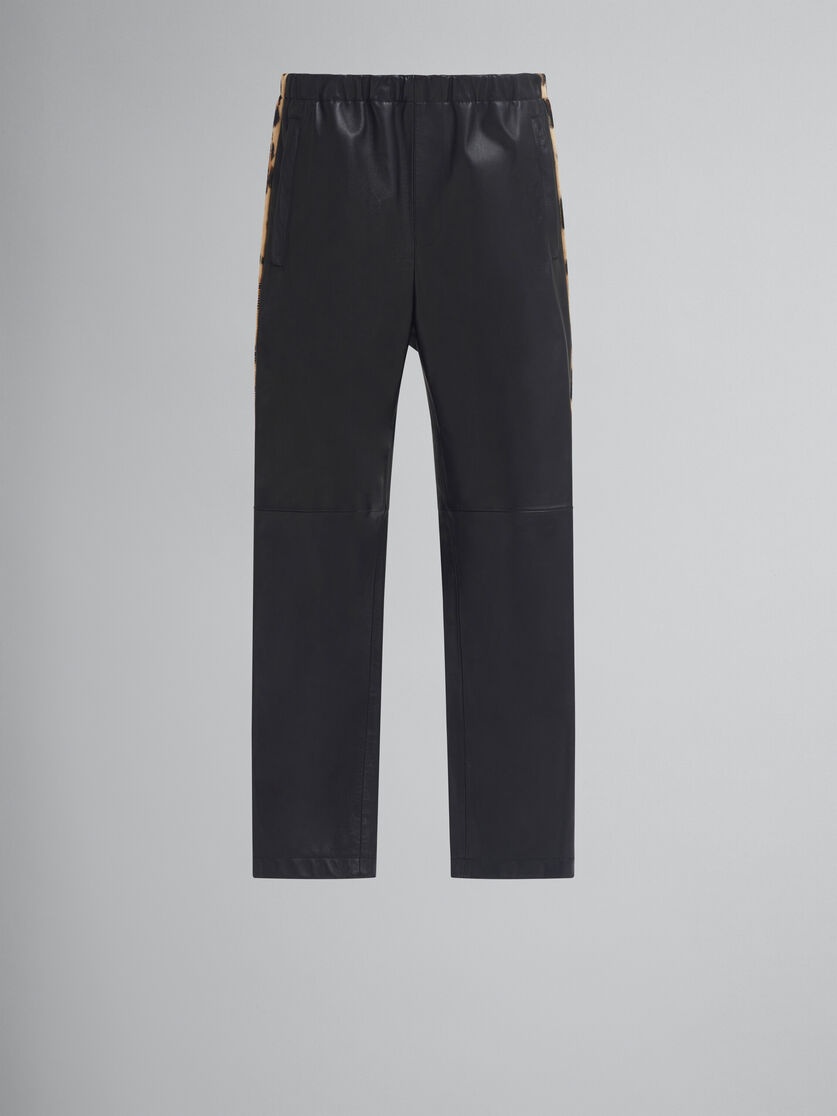 BLACK NAPPA LEATHER JOGGING TROUSERS - 1