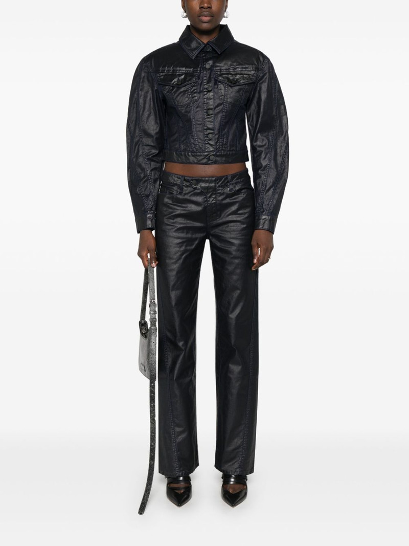 MUGLER wax-effect denim jacket outlook