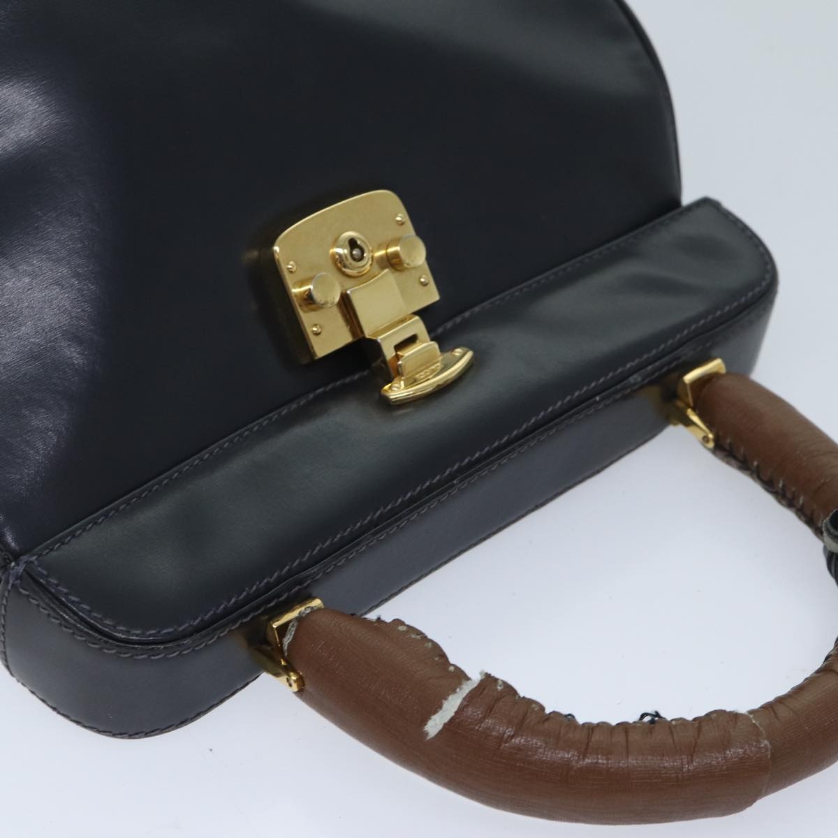 GUCCI Ready Lock Hand Bag Leather Navy 000 406 000 406 - 6
