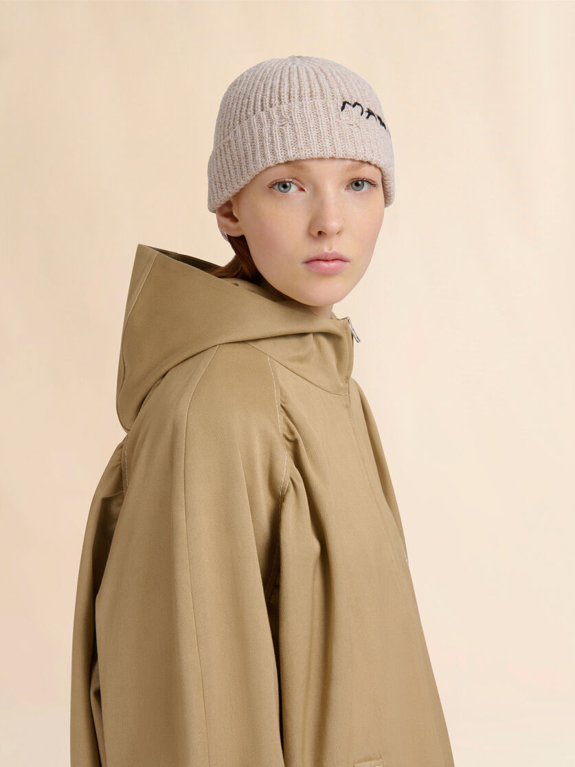 BEIGE WOOL BEANIE WITH MARNI MENDING EMBROIDERY - 2