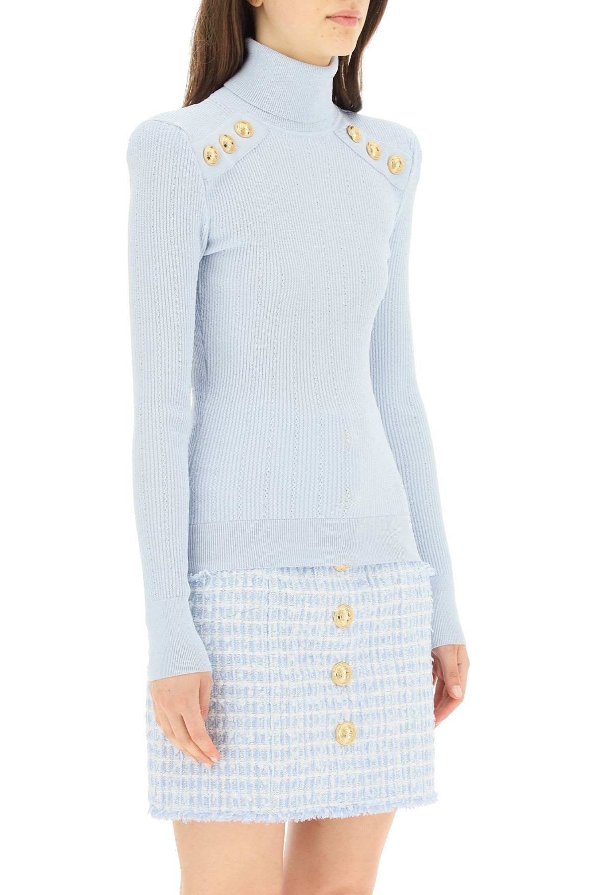 HIGH NECK SWEATER WITH GOLDEN BUTTONS - 3