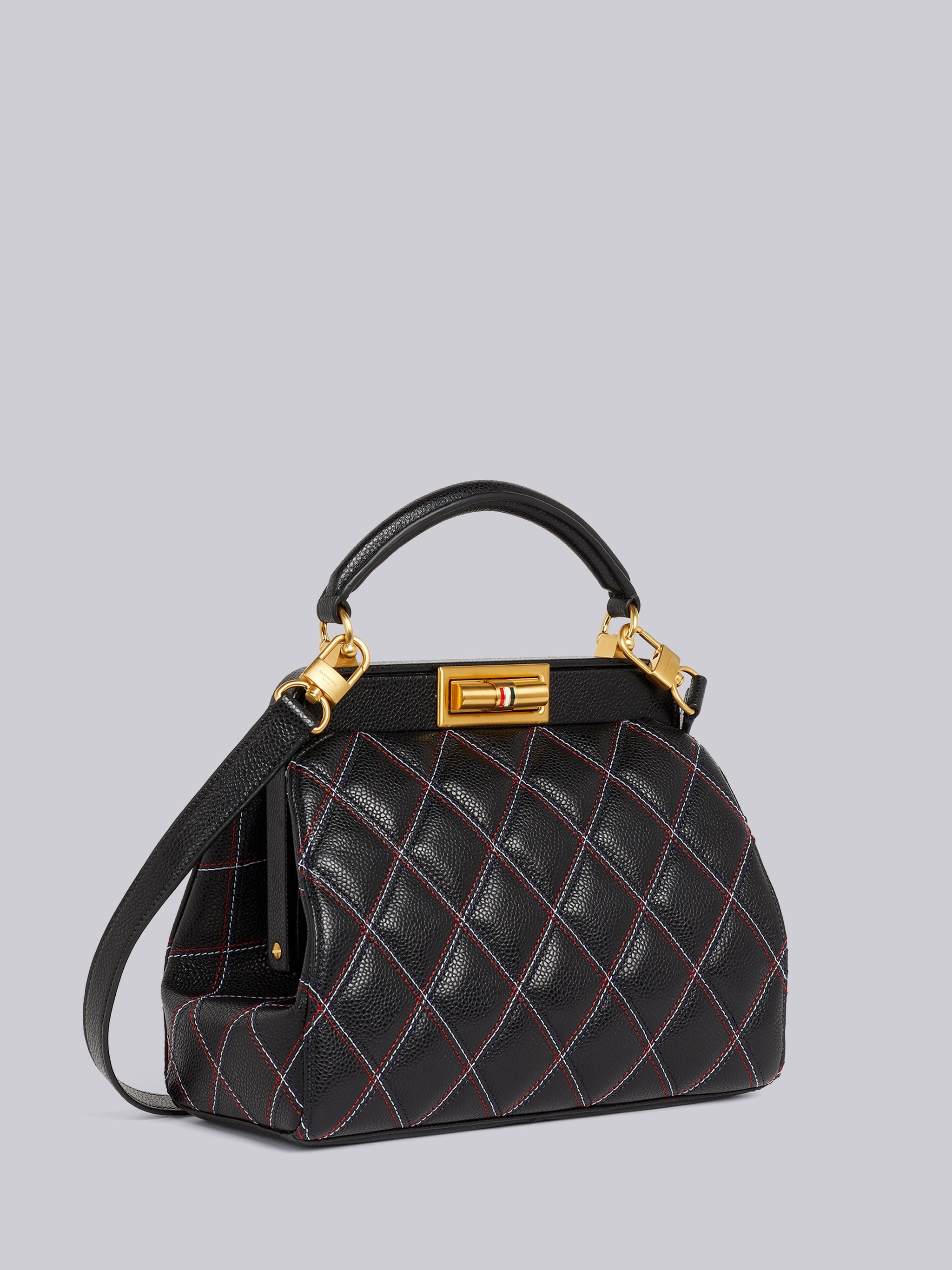 Black Quilted Caviar Agneau Leather Small Doctor Bag - 3