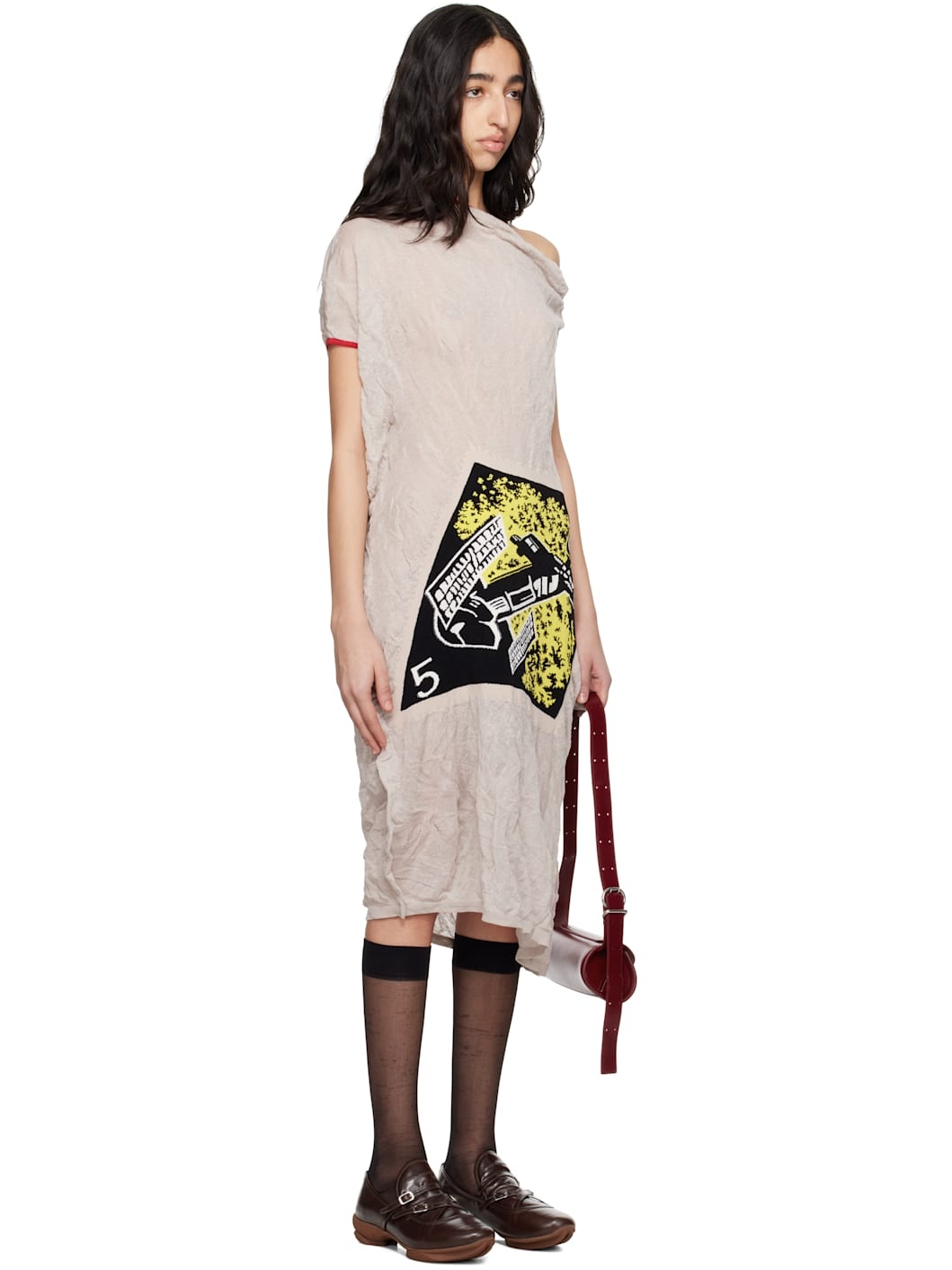 Gray Satellite Knit Midi Dress - 2