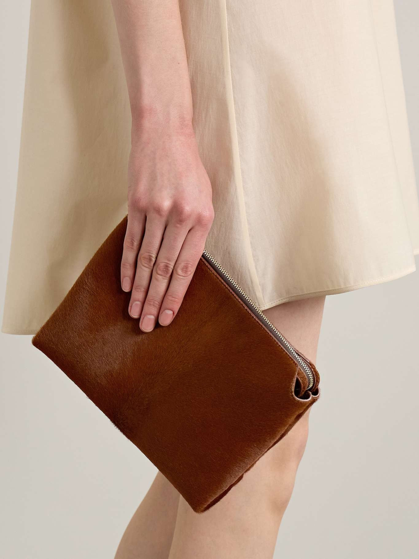 Lina medium calf hair shoulder bag Brown - 6
