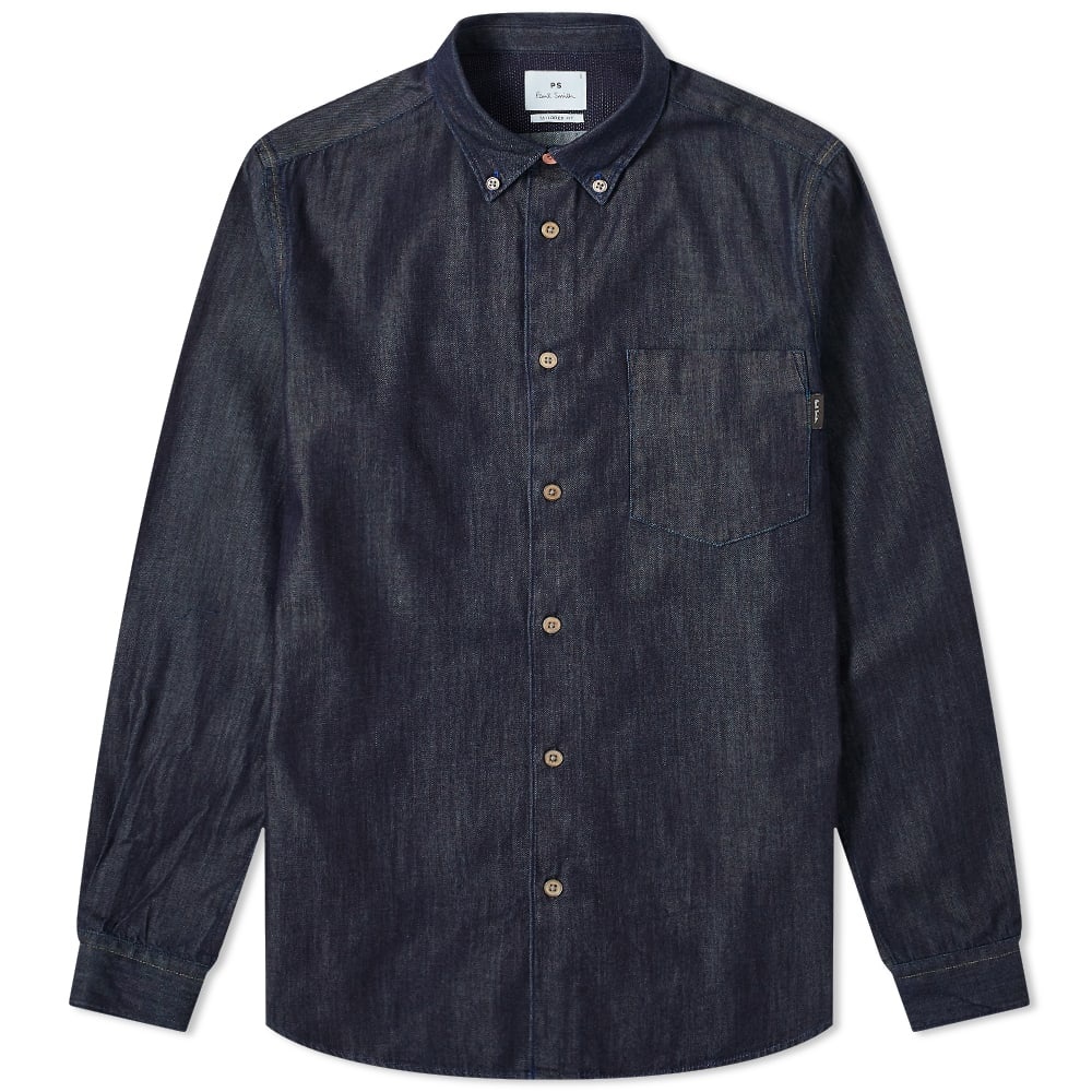 Paul Smith Multi Coloured Stitch Button Down Denim Shirt - 1